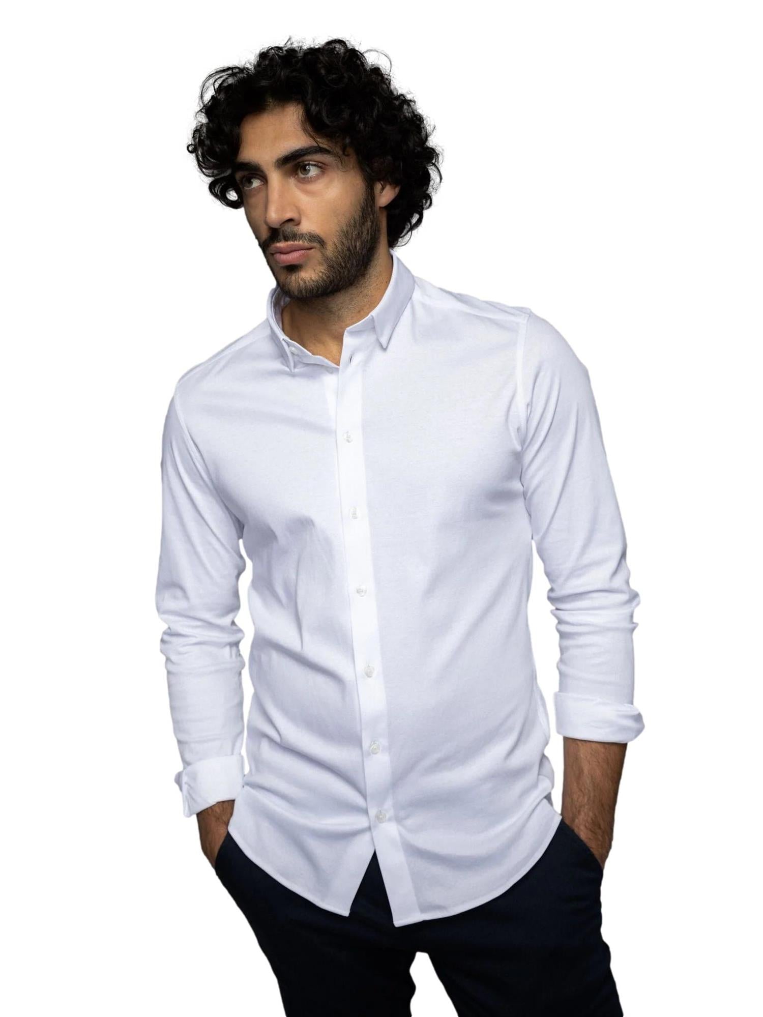 Hvitt MOS MOSH MMGMarco jersey skjorte som genser med rund hals og myk stoffstruktur.