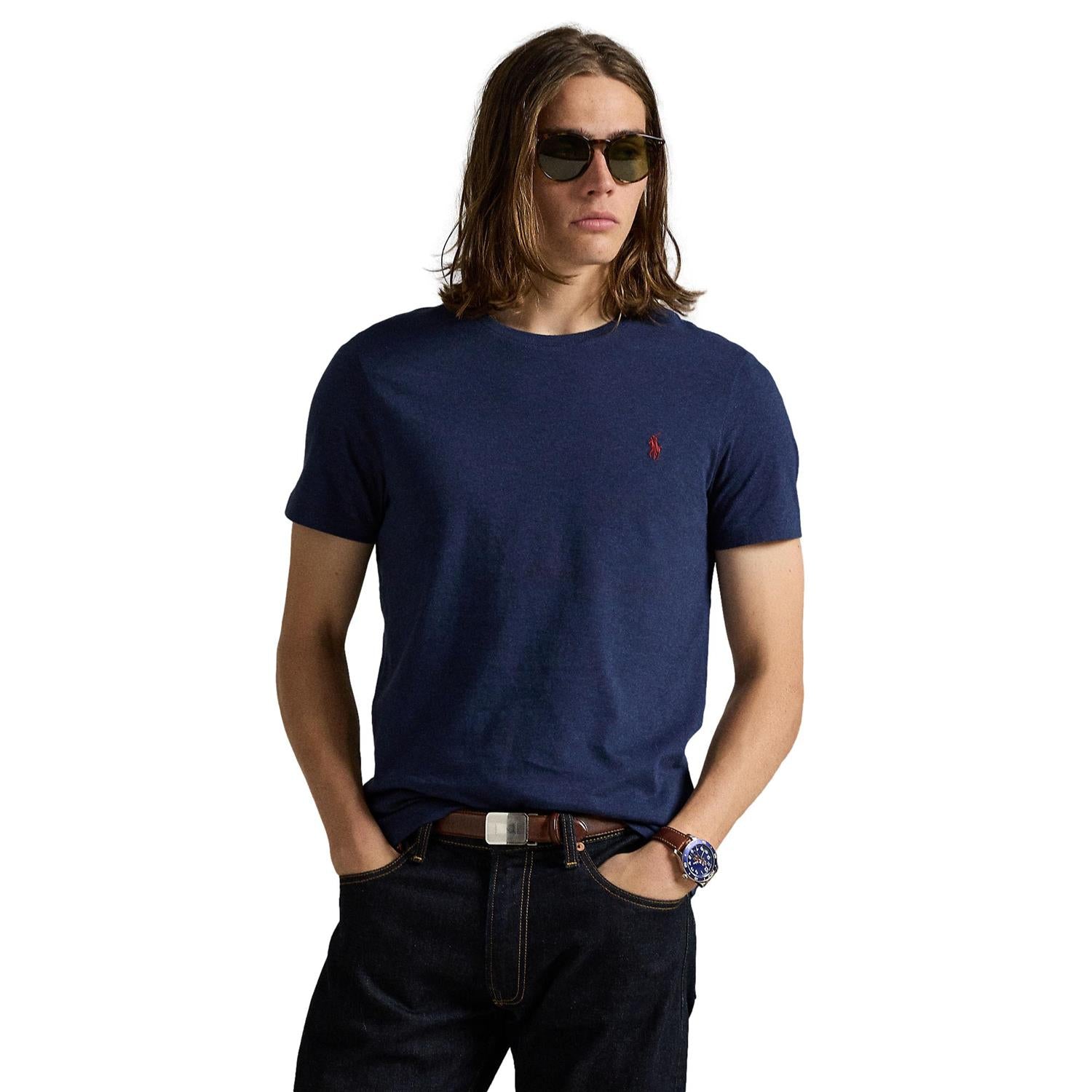 Polo Ralph Lauren CUSTOM SLIM FIT JERSEY CREWNECK T-SHIRT T-Shirt Marine - chrismoa.no