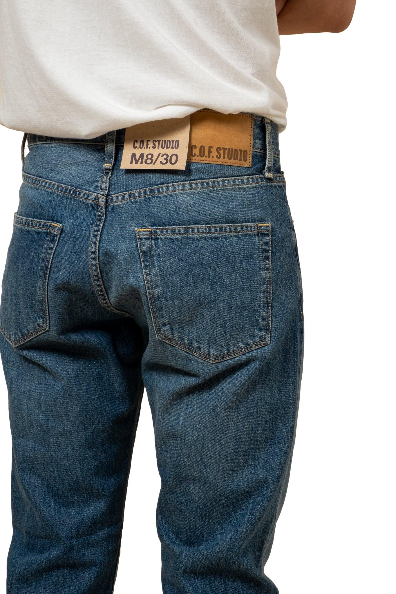 COF Studio M8 Straight Fit Comfort Organic Indigo Washed Blue Jeans - chrismoa.no