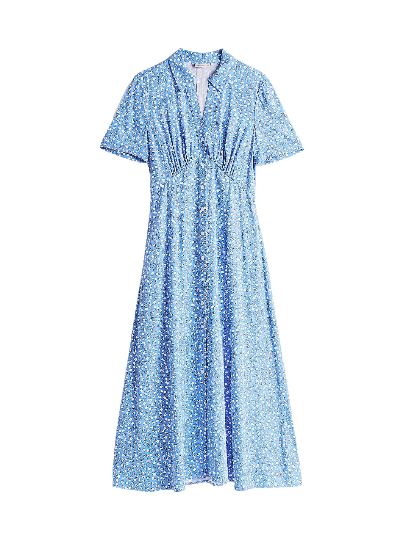 Tommy Hilfiger Floral Print Maxi Shirt Dress Kjole Blå - chrismoa.no