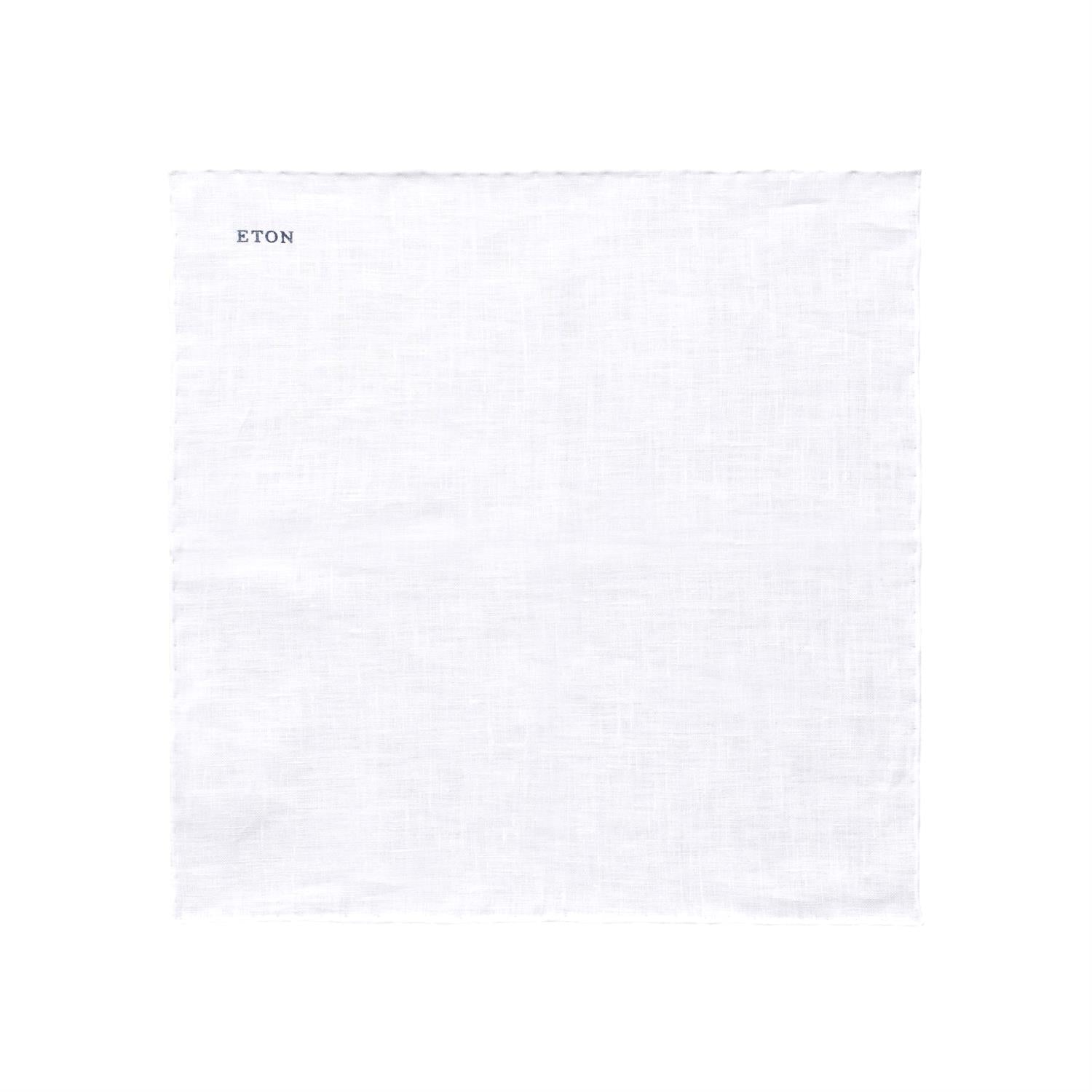 Hvit linen lommetørkle fra Eton, elegant slips design med fin tekstur, perfekt som tilbehør til formelle antrekk.