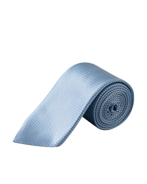 Lysblå Eton Micro Woven silk slips med tynn, elegant tekstur, perfekt for formelle anledninger og stilfull bekledning.