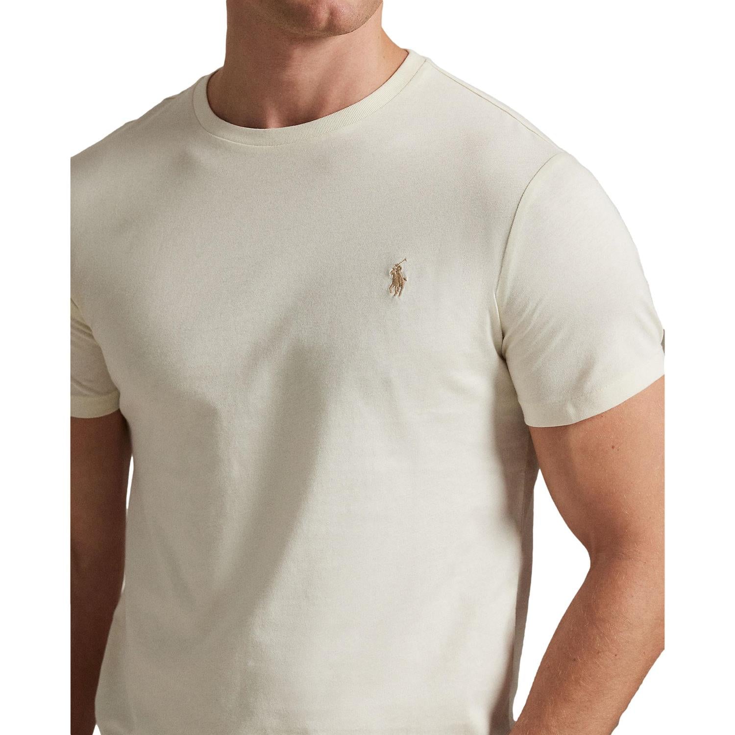 Polo Ralph Lauren CUSTOM SLIM FIT JERSEY CREWNECK T-SHIRT T-Shirt Cream - chrismoa.no
