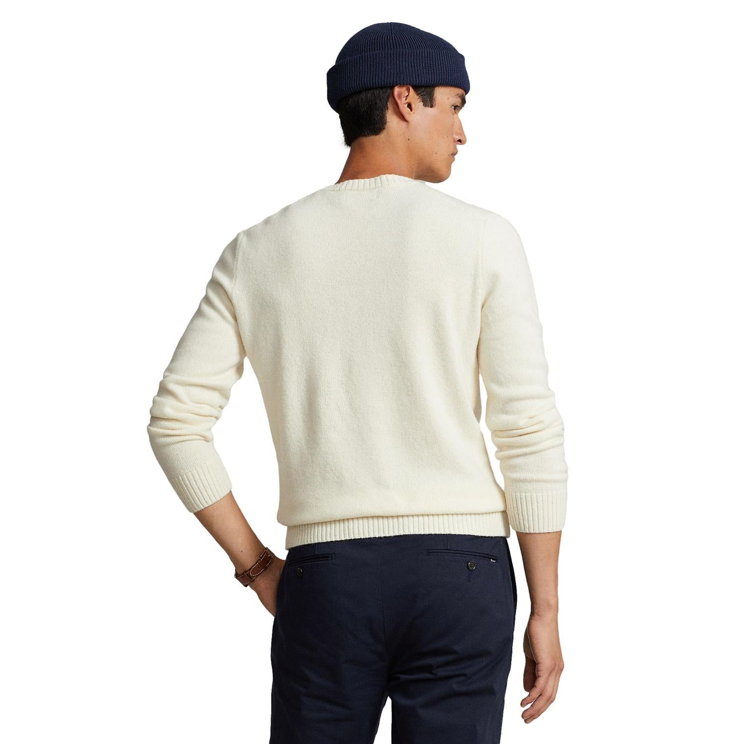 Polo Ralph Lauren Wool Cashmere Crewneck Sweater Genser Cream - chrismoa.no