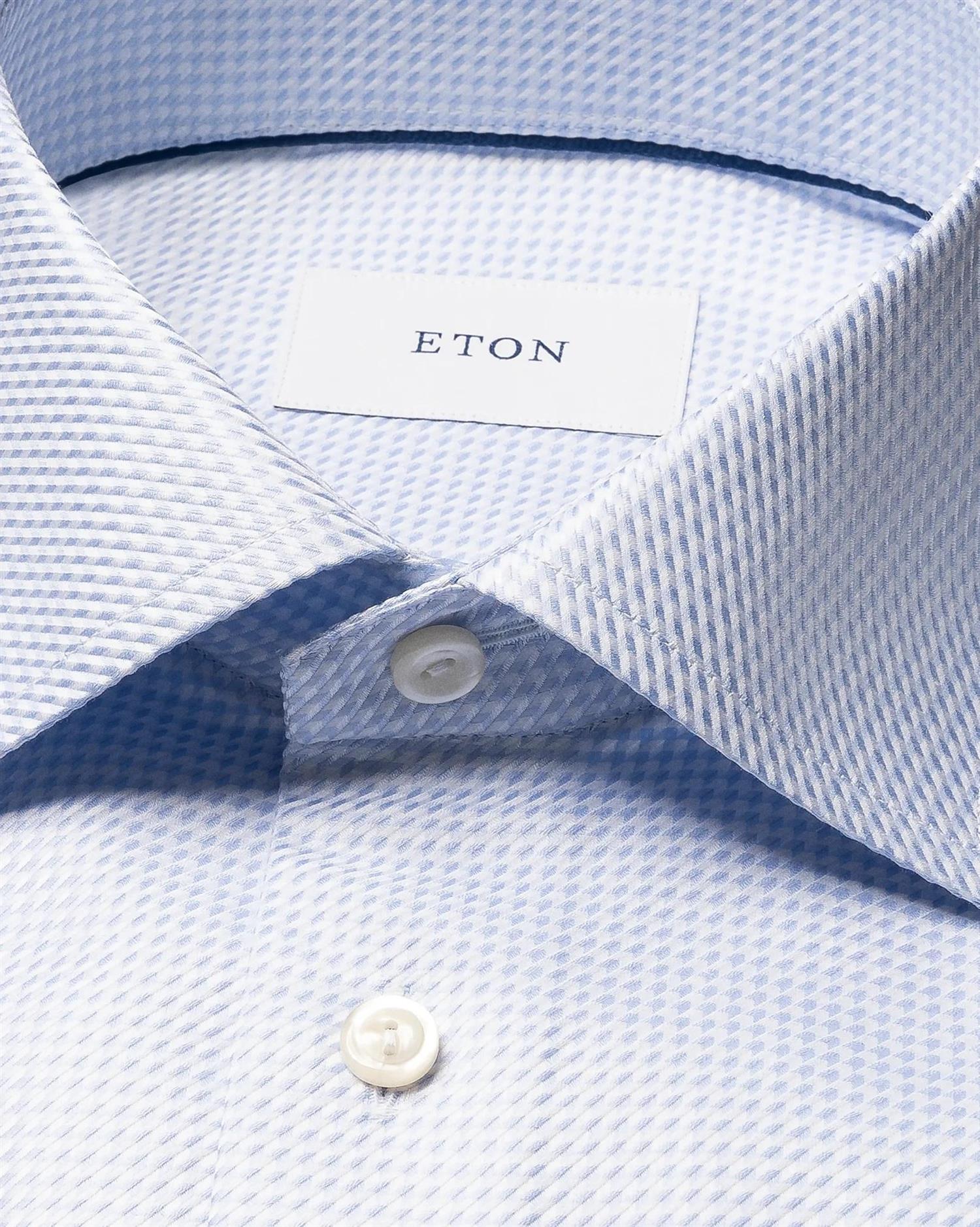 Eton Houndstooth King Twill Shirt Skjorte Light Blue - chrismoa.no