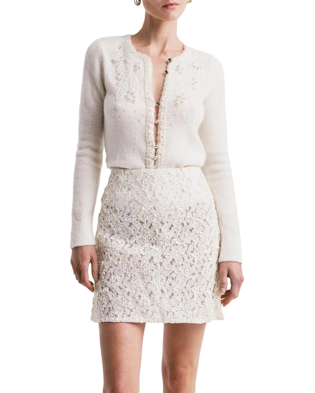 By TiMo Delicate Knit Decorated Cardigan Genser Off-White