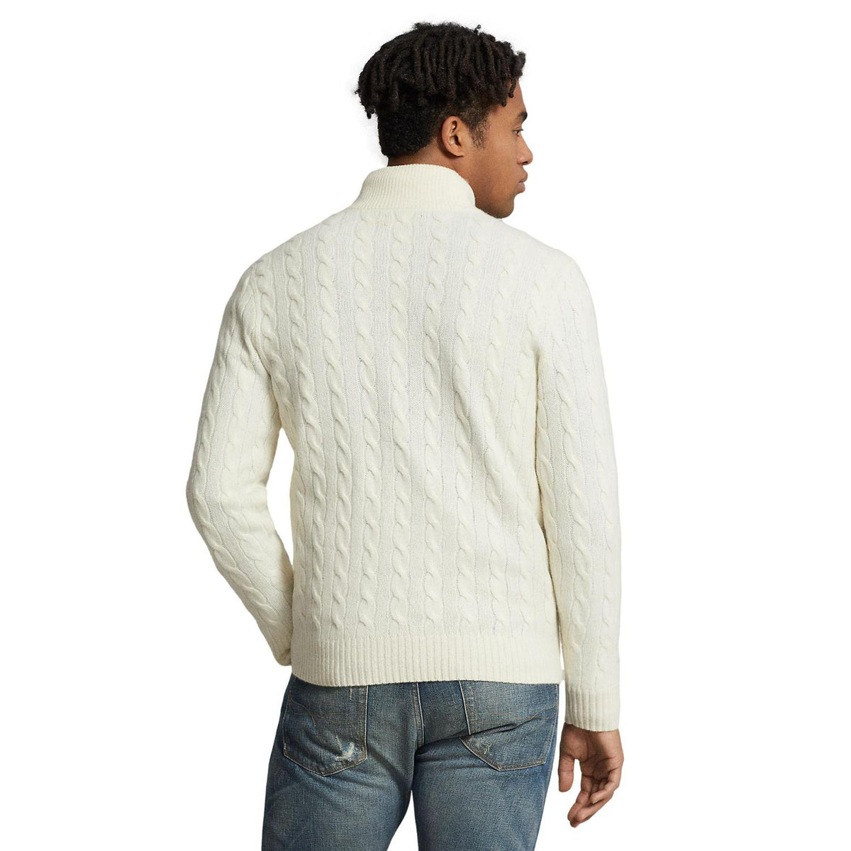 Polo Ralph Lauren Cable knit wool cashmere sweater Genser Off-White