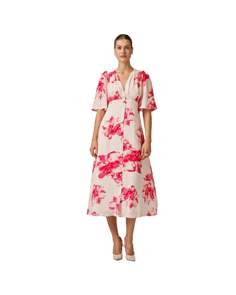 By TiMo Satin button down dress Kjole Rosa - chrismoa.no