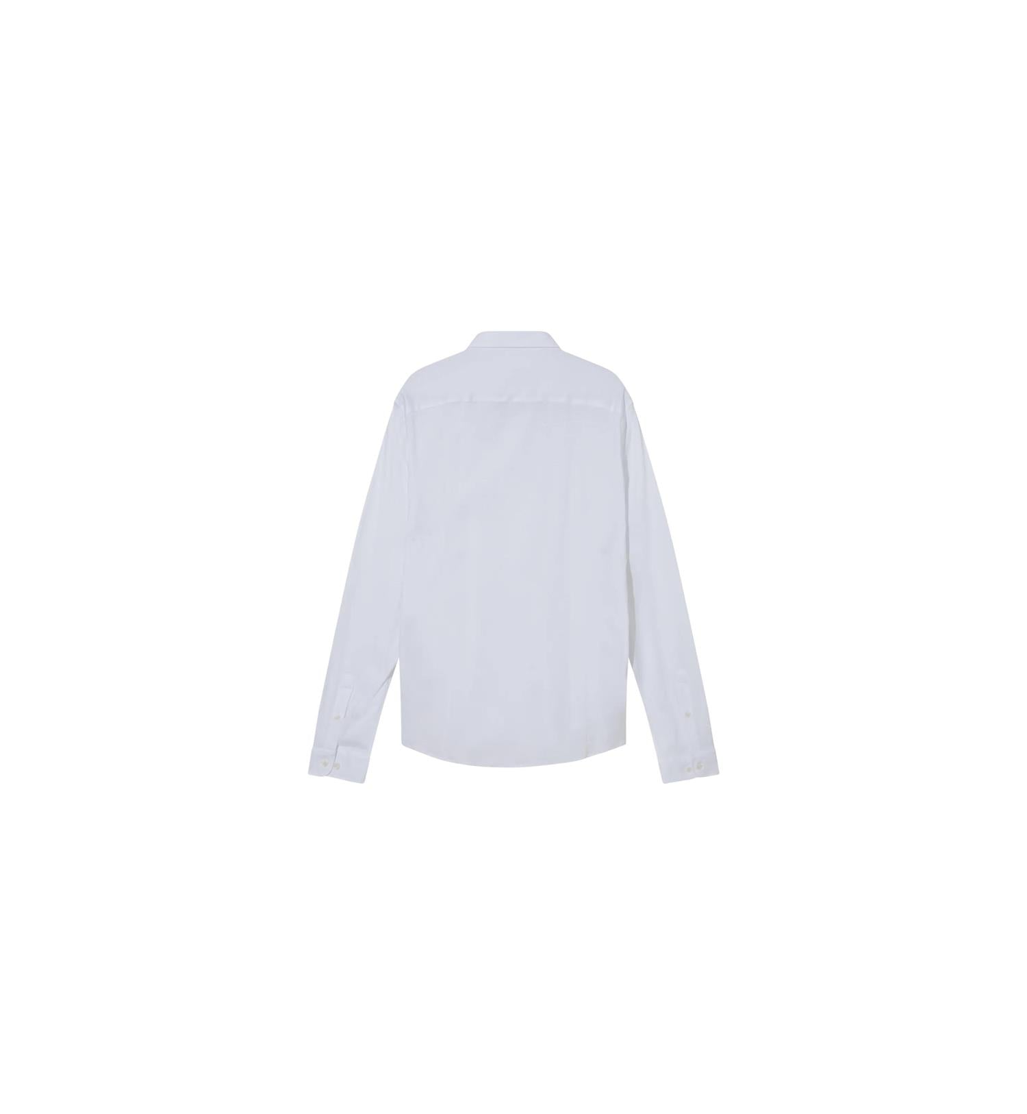 Hvit MOS MOSH MMGMarco genser i jersey med rund hals, vist på modell, mykt og komfortabelt stoff.