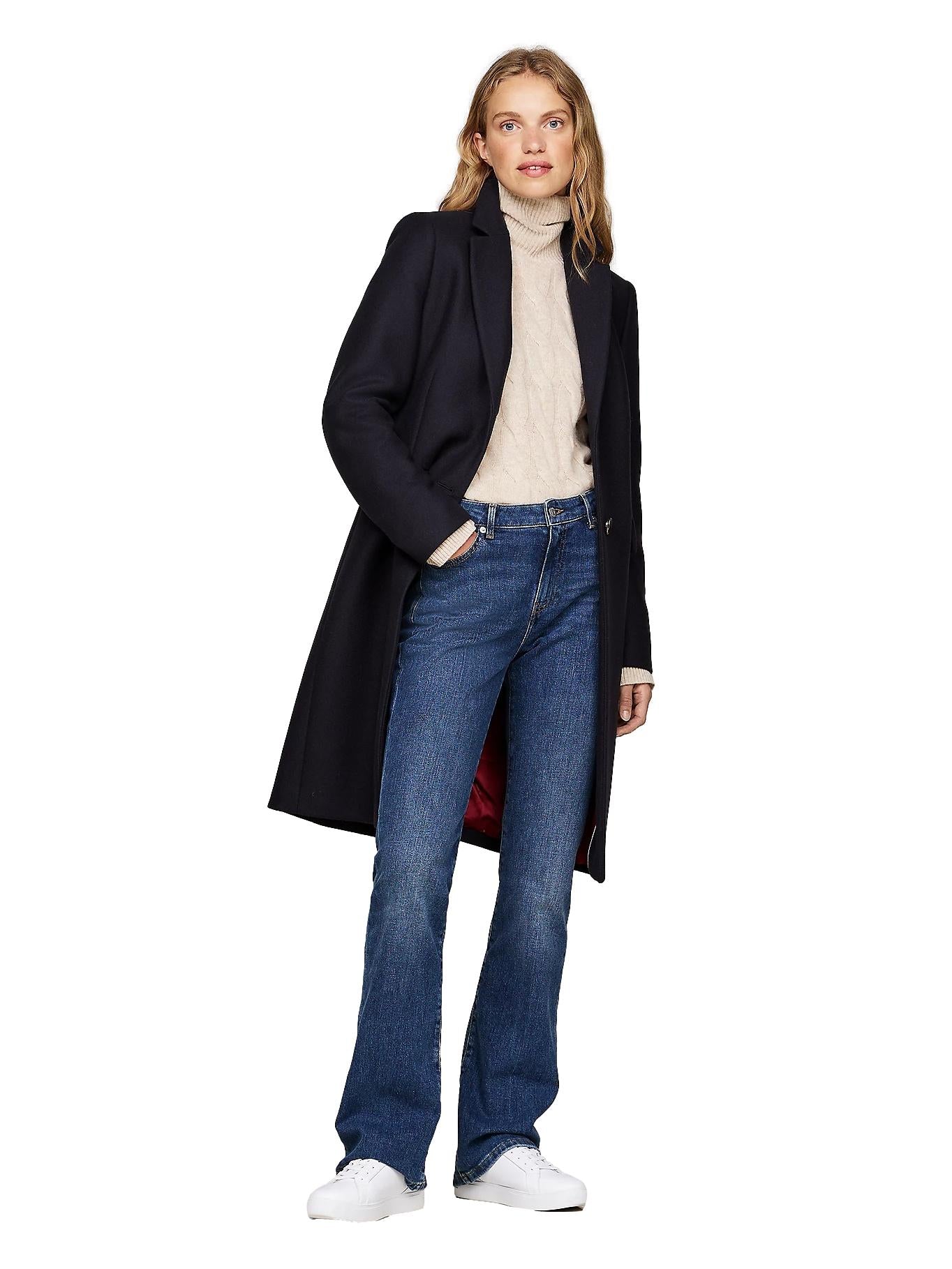 Tommy Hilfiger Wool Blend Classic Coat Frakk Mørkeblå - chrismoa.no