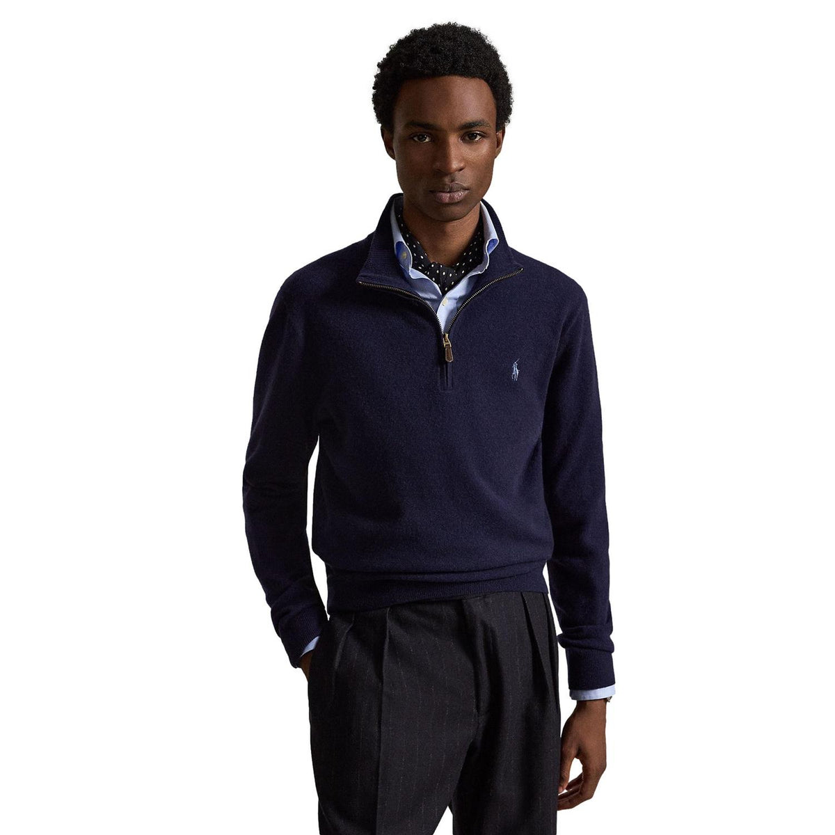 Polo Ralph Lauren Wool Quarter-Zip Sweater Genser Marine