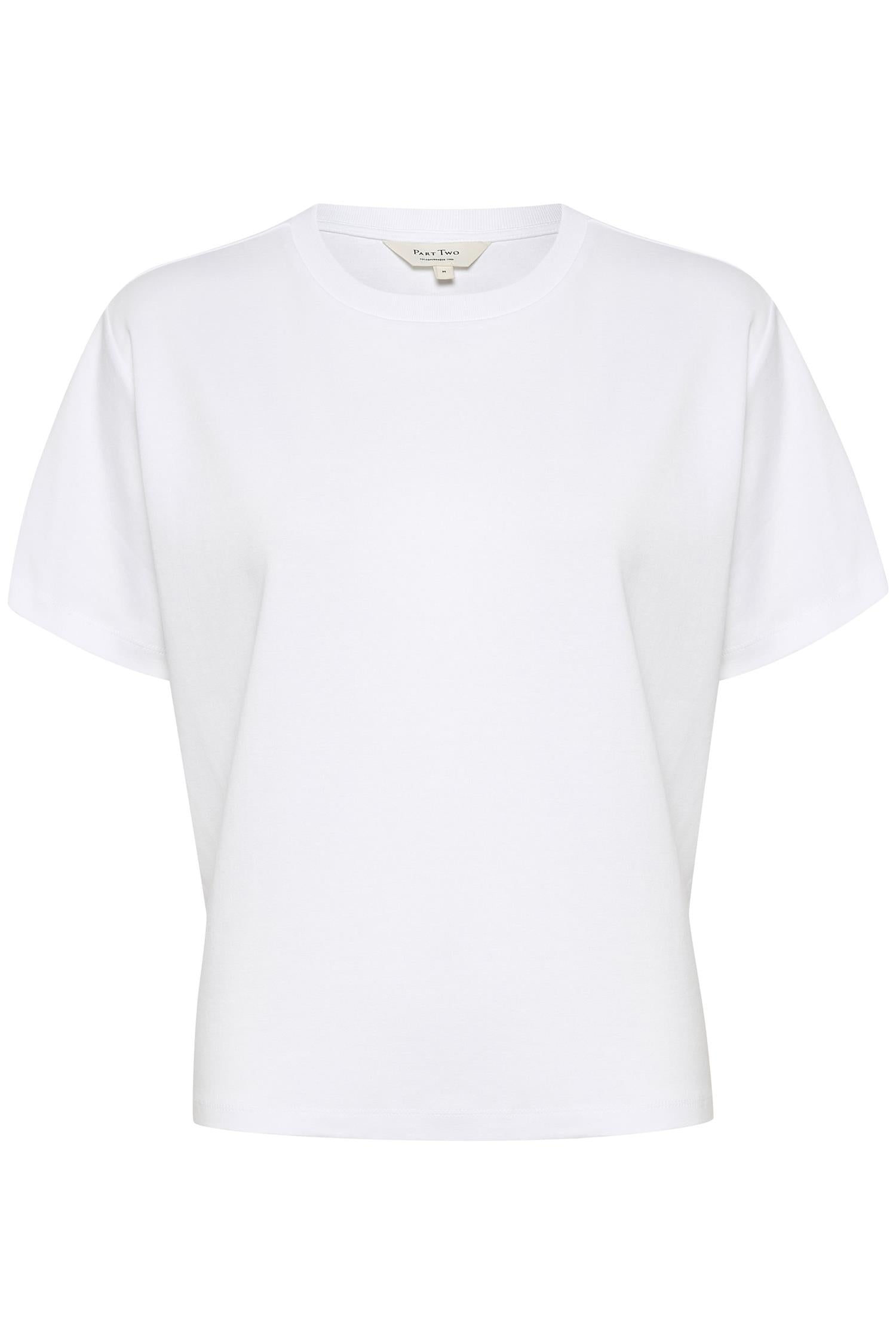 Part Two Annepw Ts T-skjorte i hvitt bomullsstoff, enkel design med rund hals og kort erme.