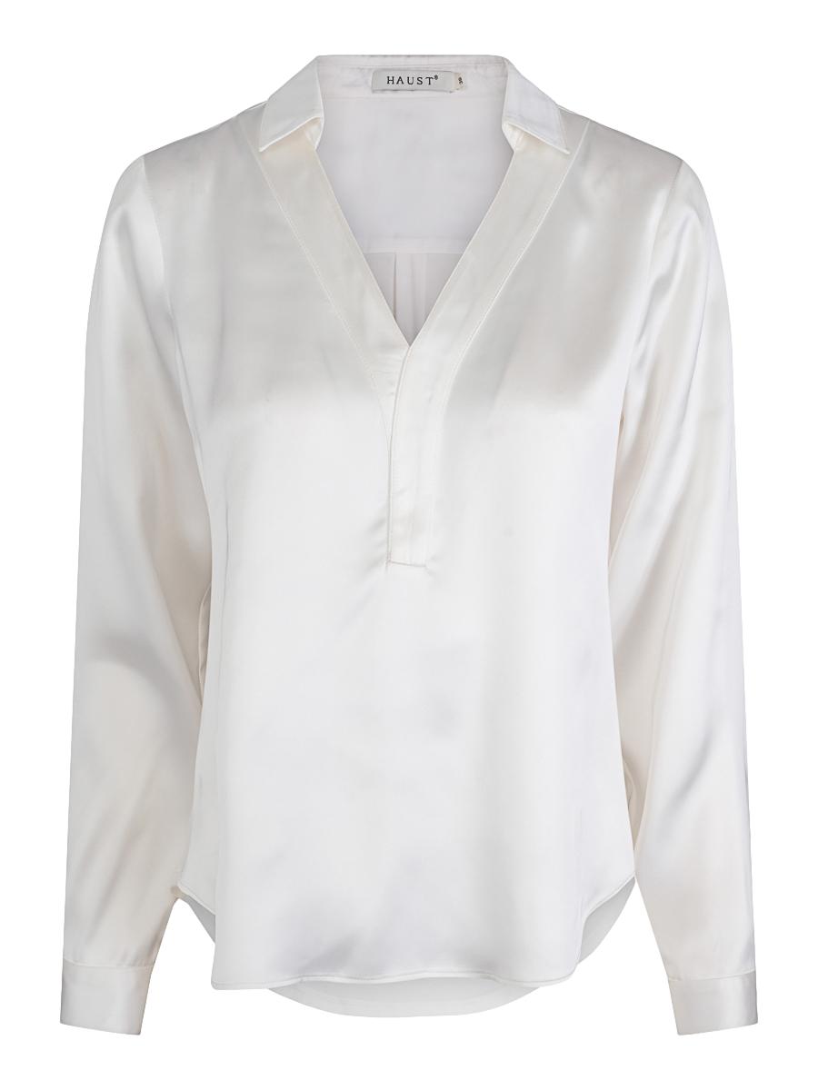 Haust V-Neck classic blouse Bluse Hvit