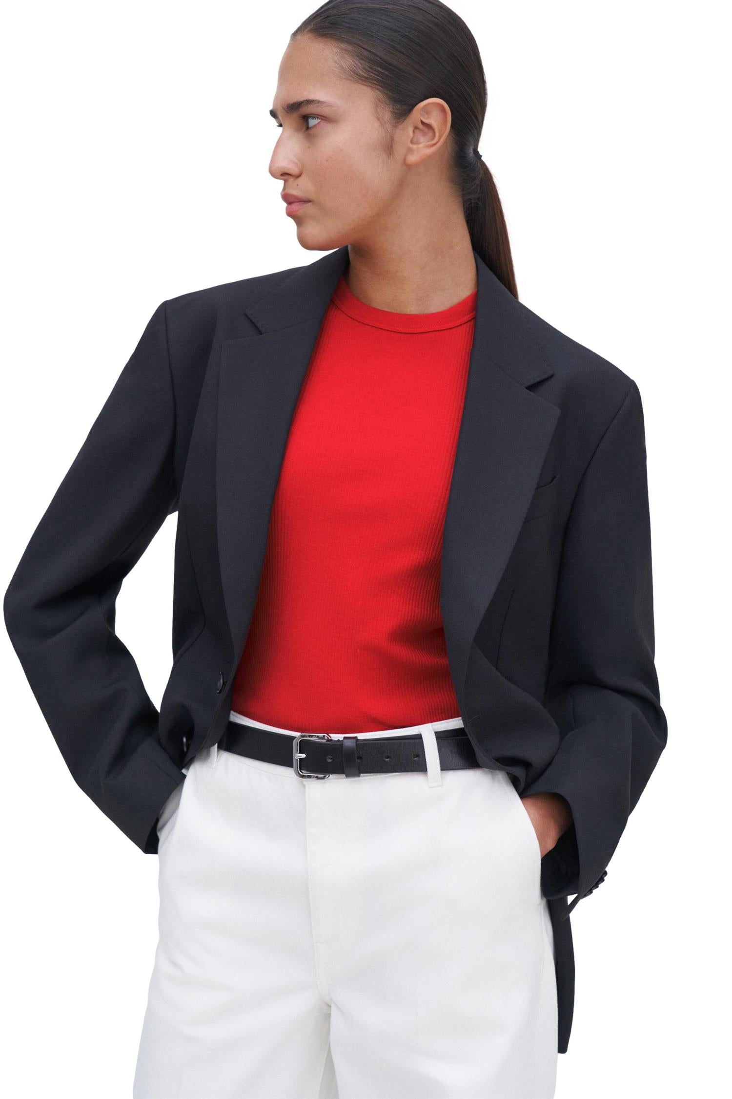 Filippa K Fine Rib Tee T-Shirt Rød - chrismoa.no