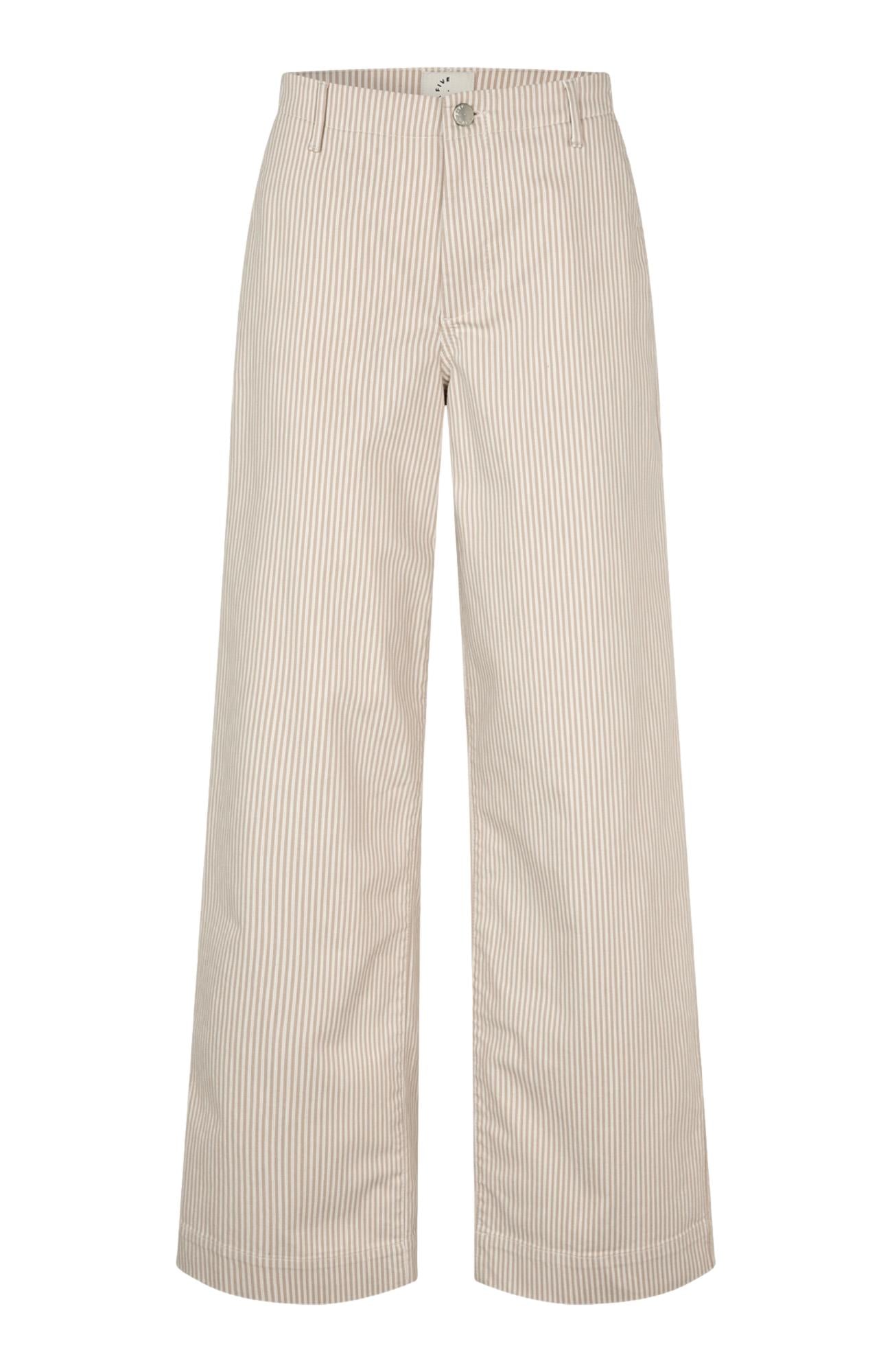 Lys-beige Five Units EricaFV bukse vist fra siden med lommer og slank passform.