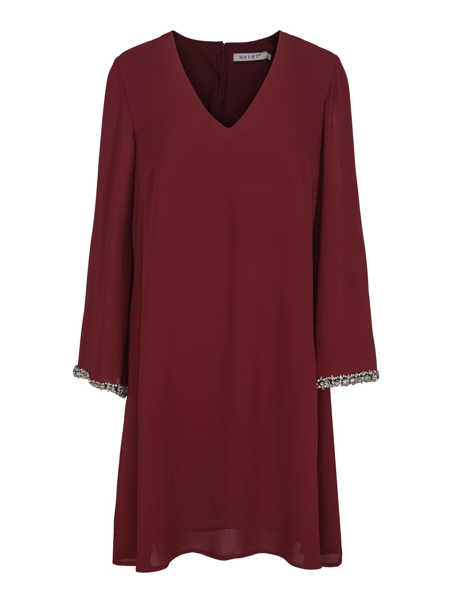 Haust A-shape chiffon diam-detailed dress Kjole Burgunder - chrismoa.no