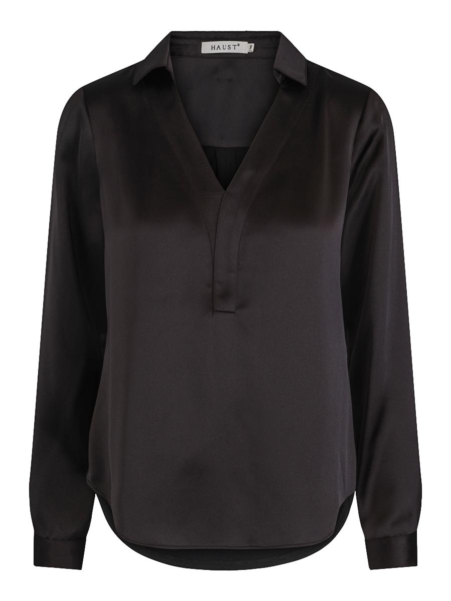 Haust V-neck shirt Bluse Sort - chrismoa.no