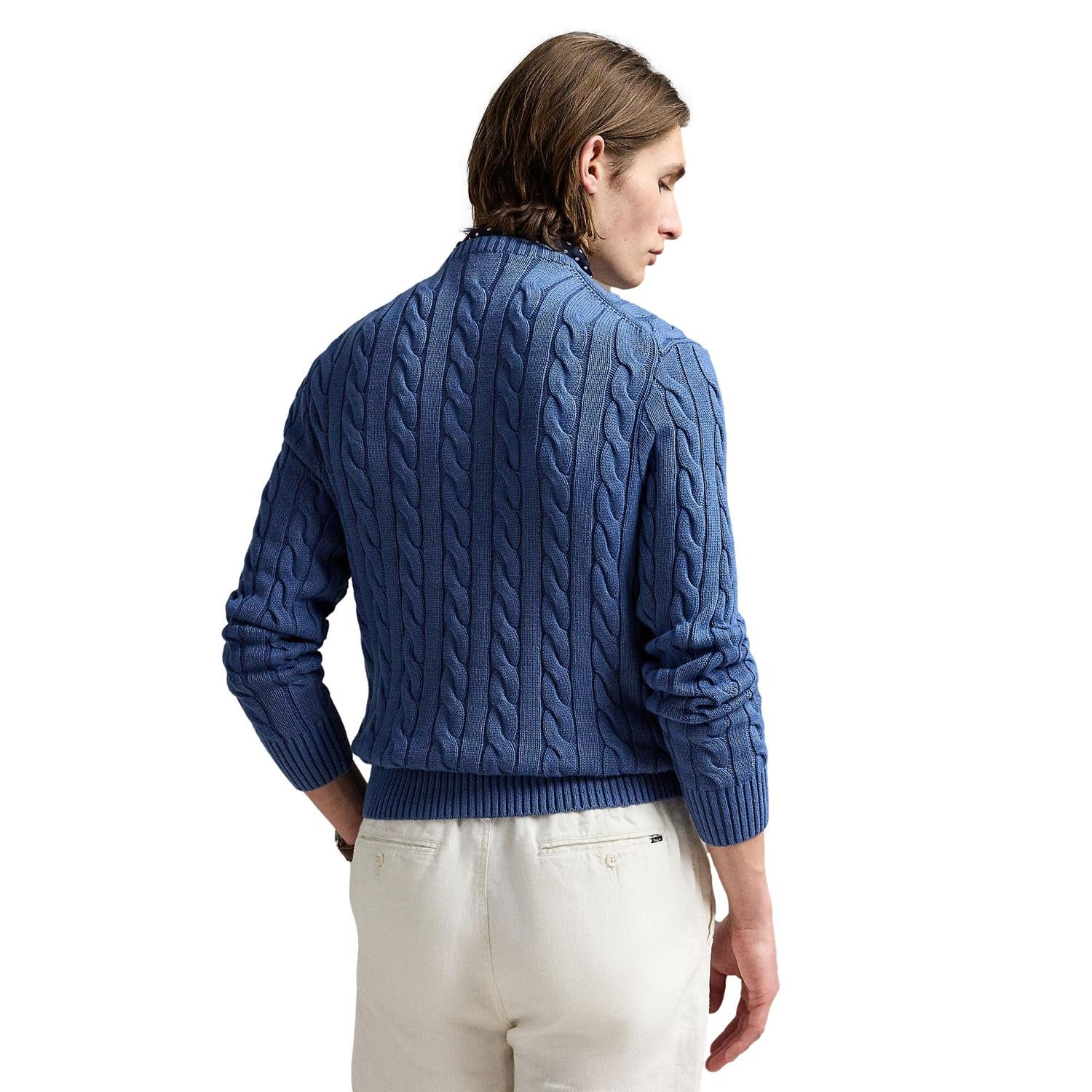 Polo Ralph Lauren CABLE-KNIT GARMENT-DYED COTTON SWEATER Genser Mørkeblå - chrismoa.no
