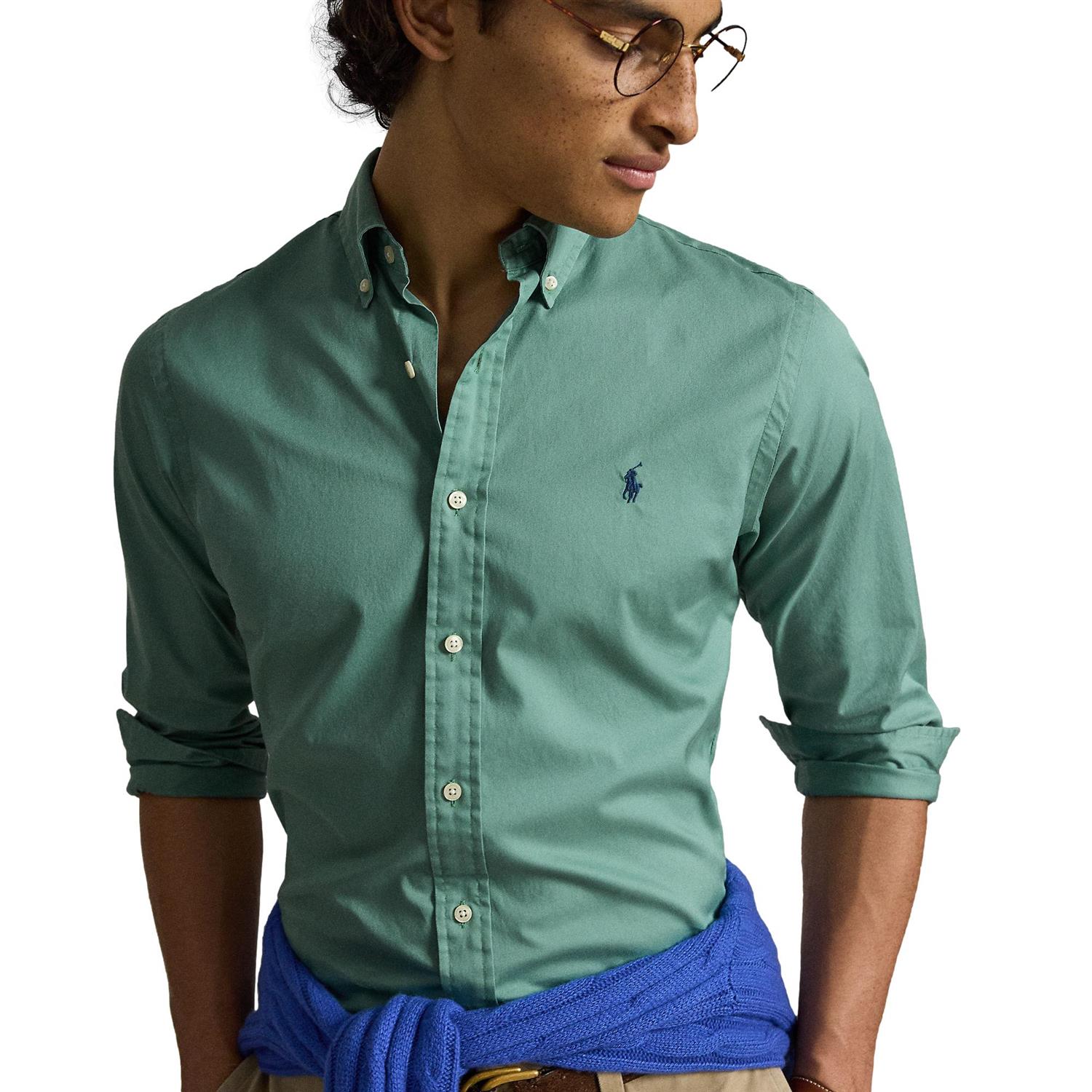 Polo Ralph Lauren Custom Fit Featherweight Twill Shirt Skjorte Eplegrønn - chrismoa.no