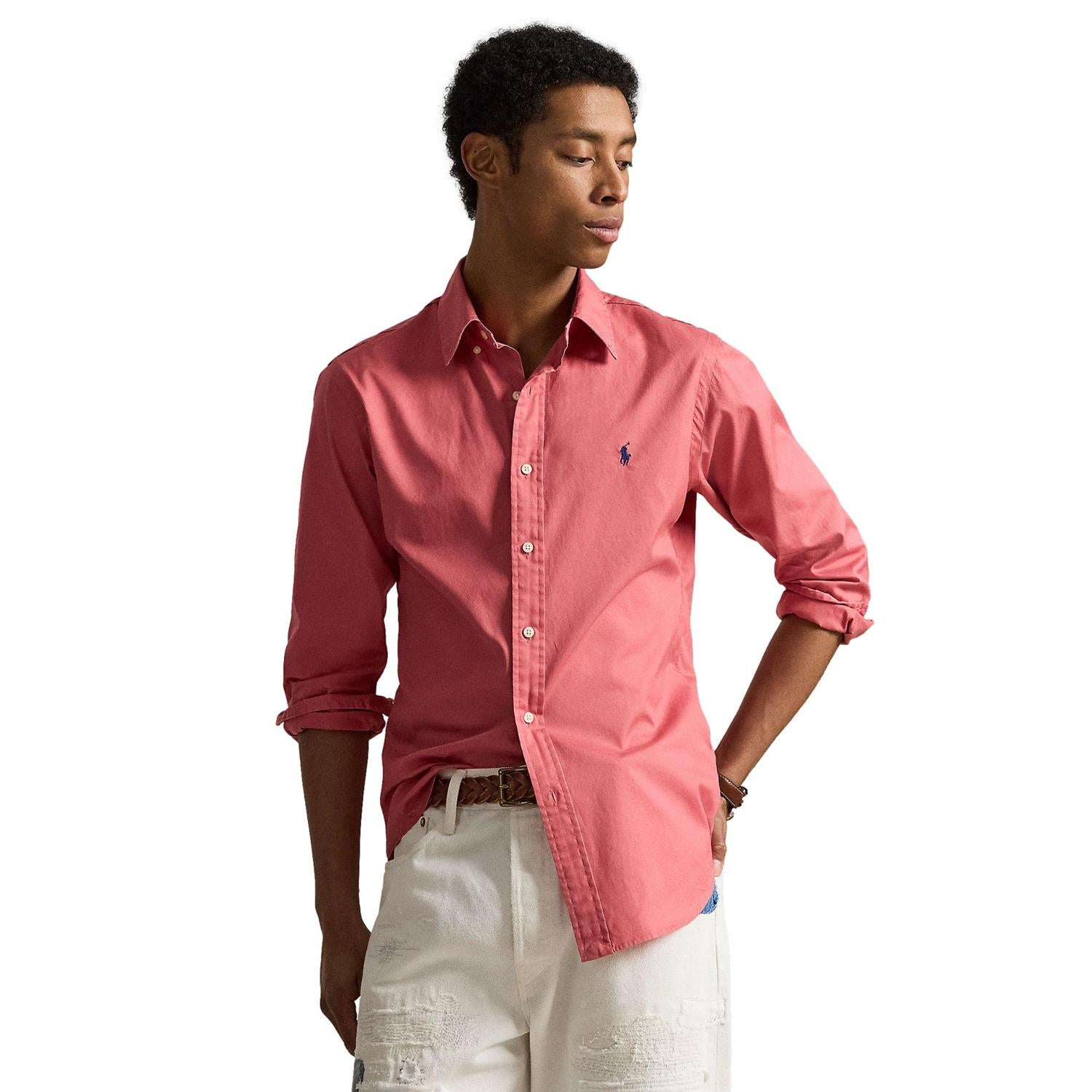 Polo Ralph Lauren Custom Fit Featherweight Twill Shirt Skjorte Pastellrød - chrismoa.no
