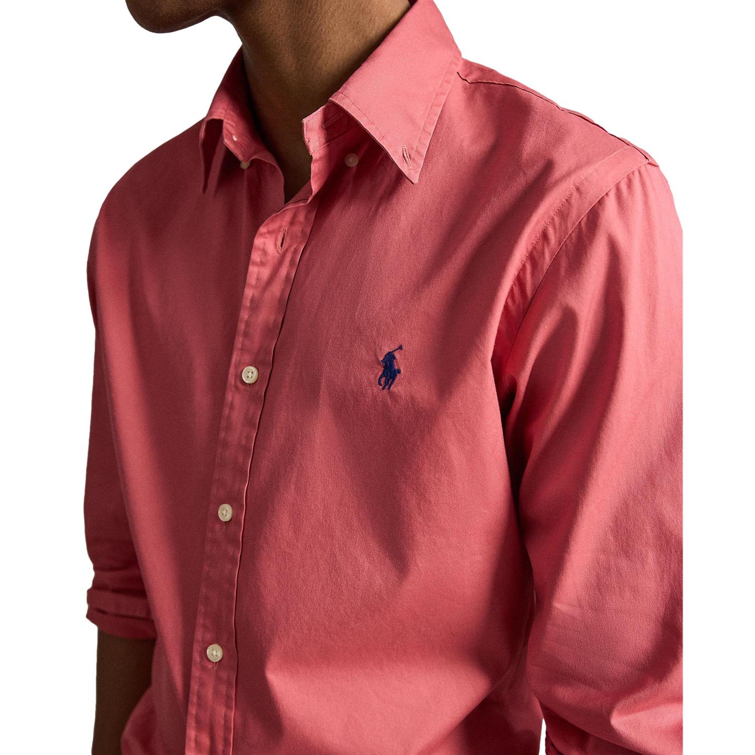 Polo Ralph Lauren Custom Fit Featherweight Twill Shirt Skjorte Pastellrød - chrismoa.no