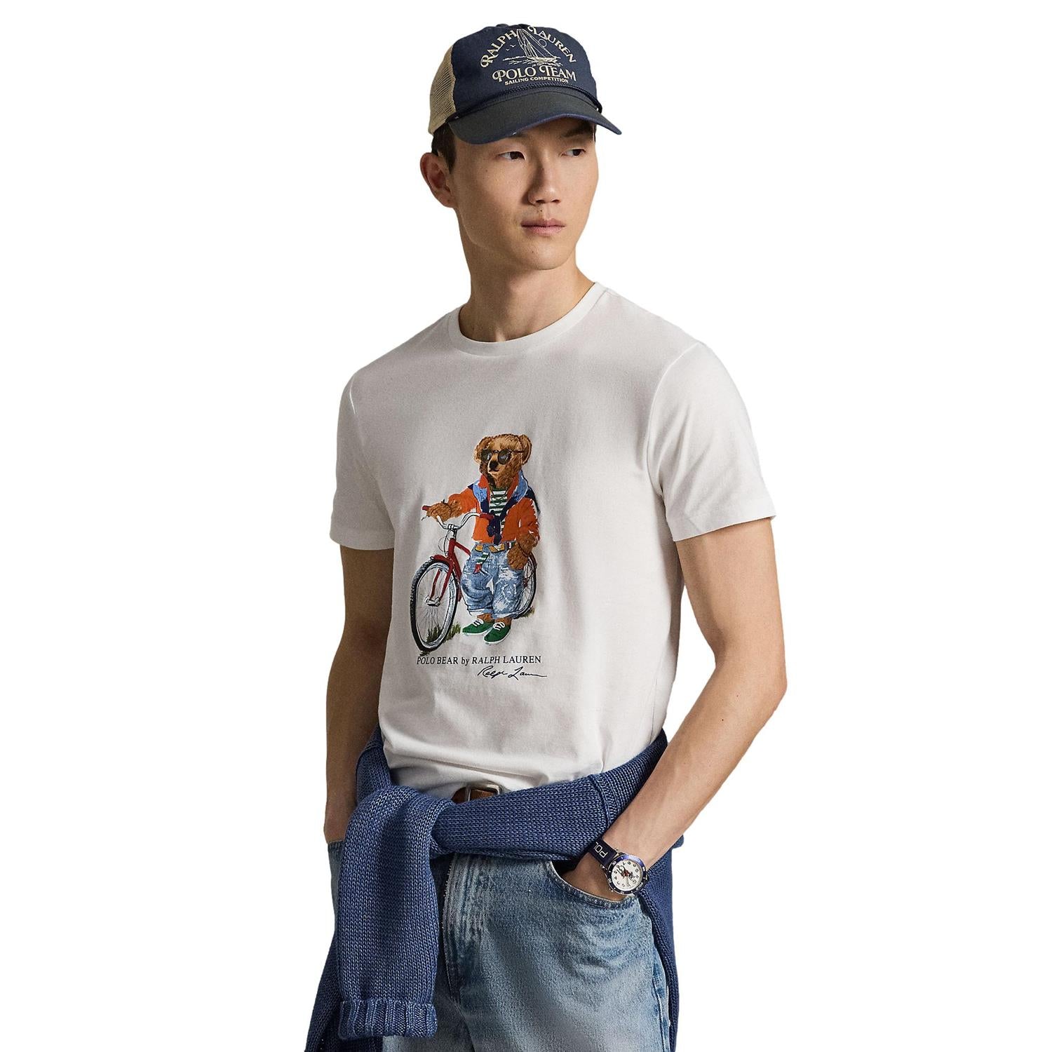 Polo Ralph Lauren Custom Slim Fit Polo Bear T-Shirt T-Shirt Hvit - chrismoa.no