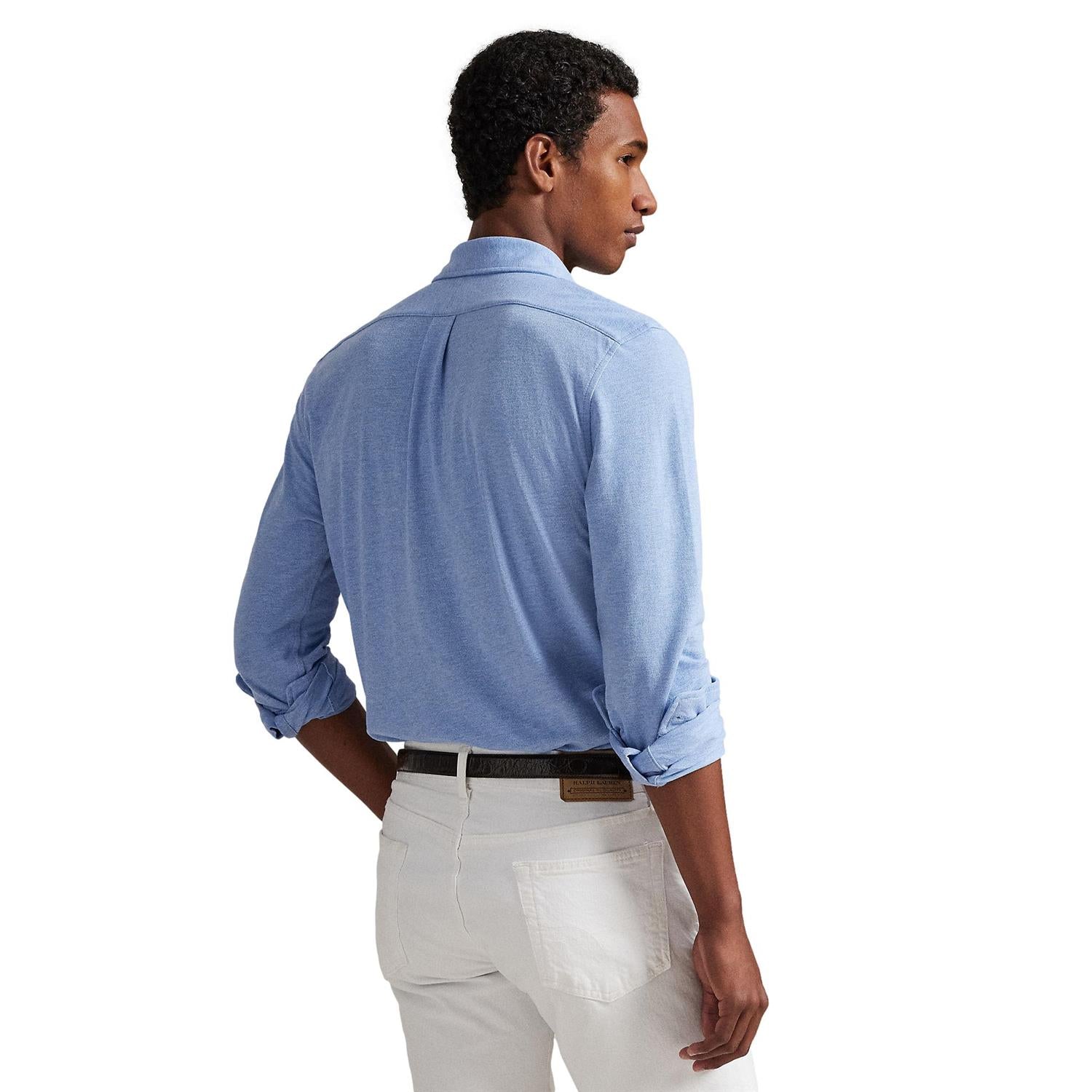 Polo Ralph Lauren Featherweight Mesh Shirt Skjorte Lyseblå - chrismoa.no