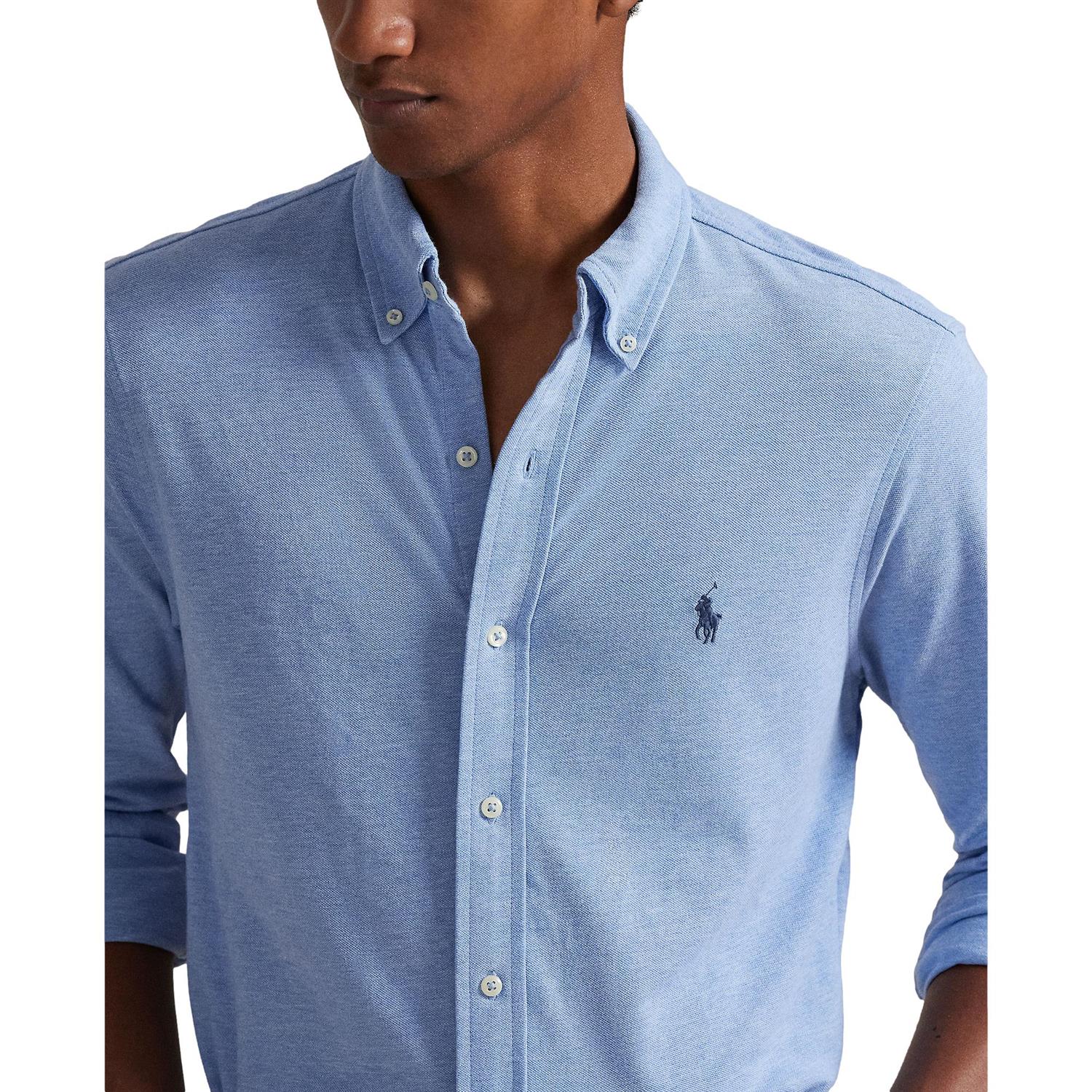 Polo Ralph Lauren Featherweight Mesh Shirt Skjorte Lyseblå - chrismoa.no