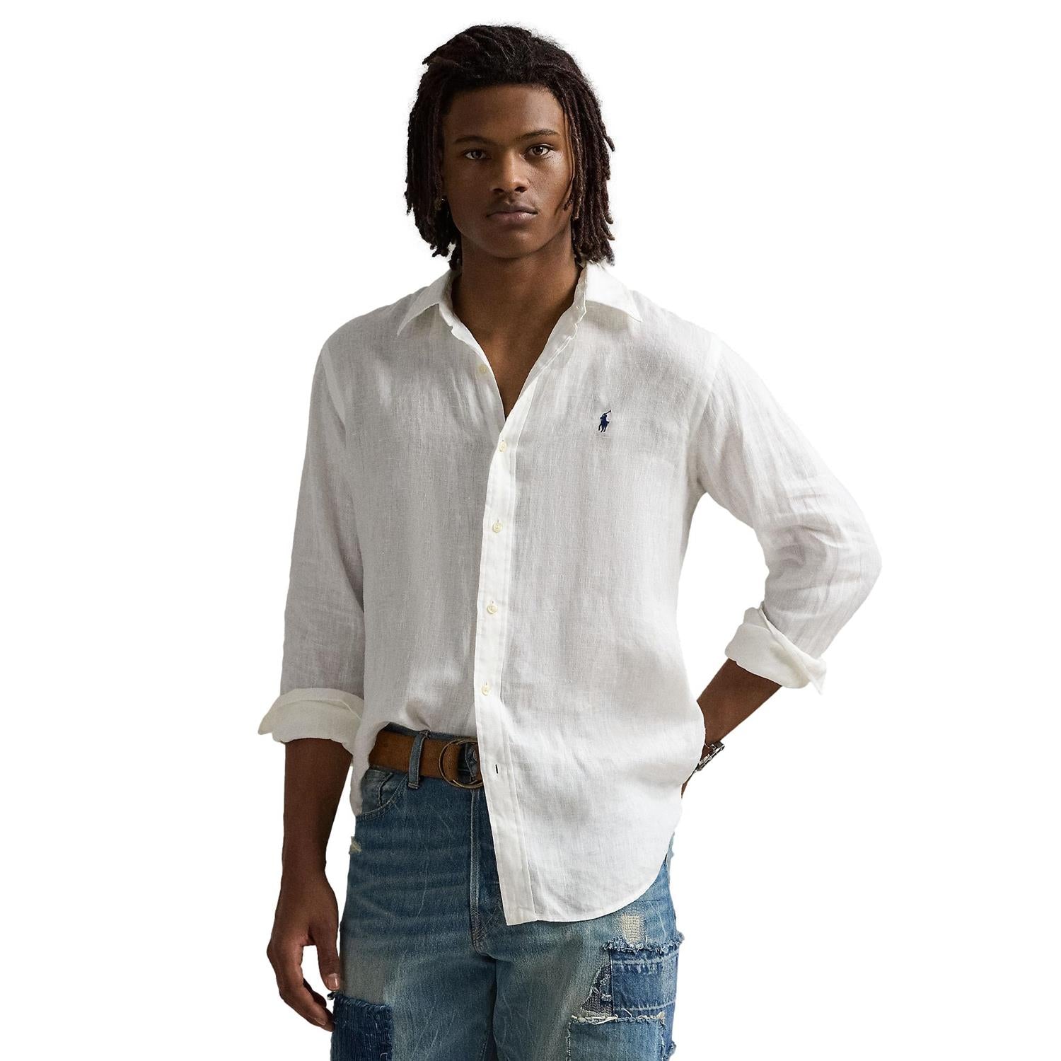 Polo Ralph Lauren Slim Fit Linen Shirt Skjorte Hvit - chrismoa.no