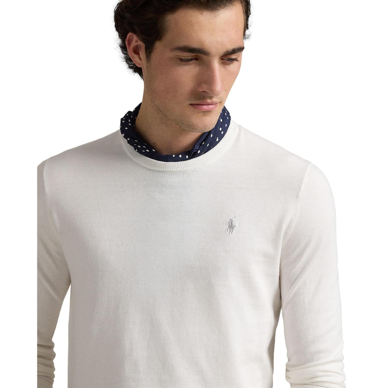 Polo Ralph Lauren Slim Fit Textured Cotton Sweater Genser Hvit - chrismoa.no