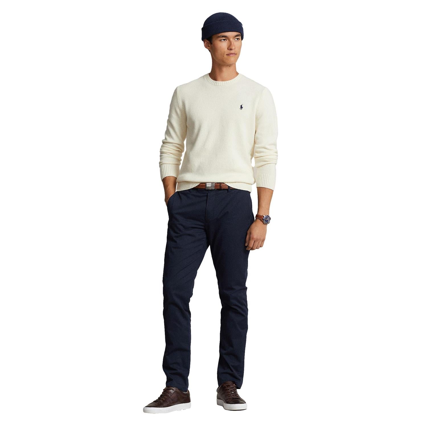 Polo Ralph Lauren Wool Cashmere Crewneck Sweater Genser Cream - chrismoa.no