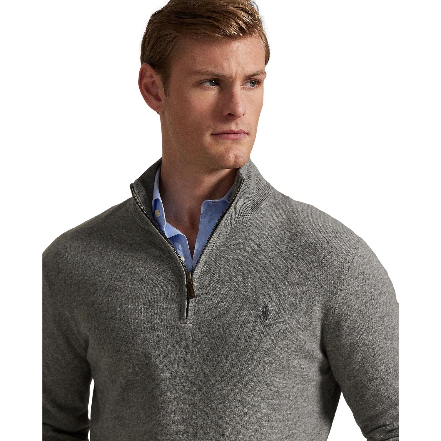 Polo Ralph Lauren Wool Quarter-Zip Sweater Genser Lysegrå - chrismoa.no