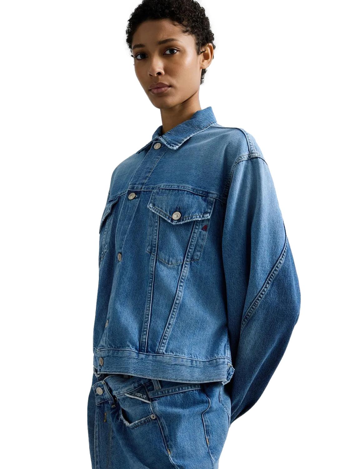 Replay Two-Tone Denim Relaxed-Fit Jacket Jakke Denim - chrismoa.no