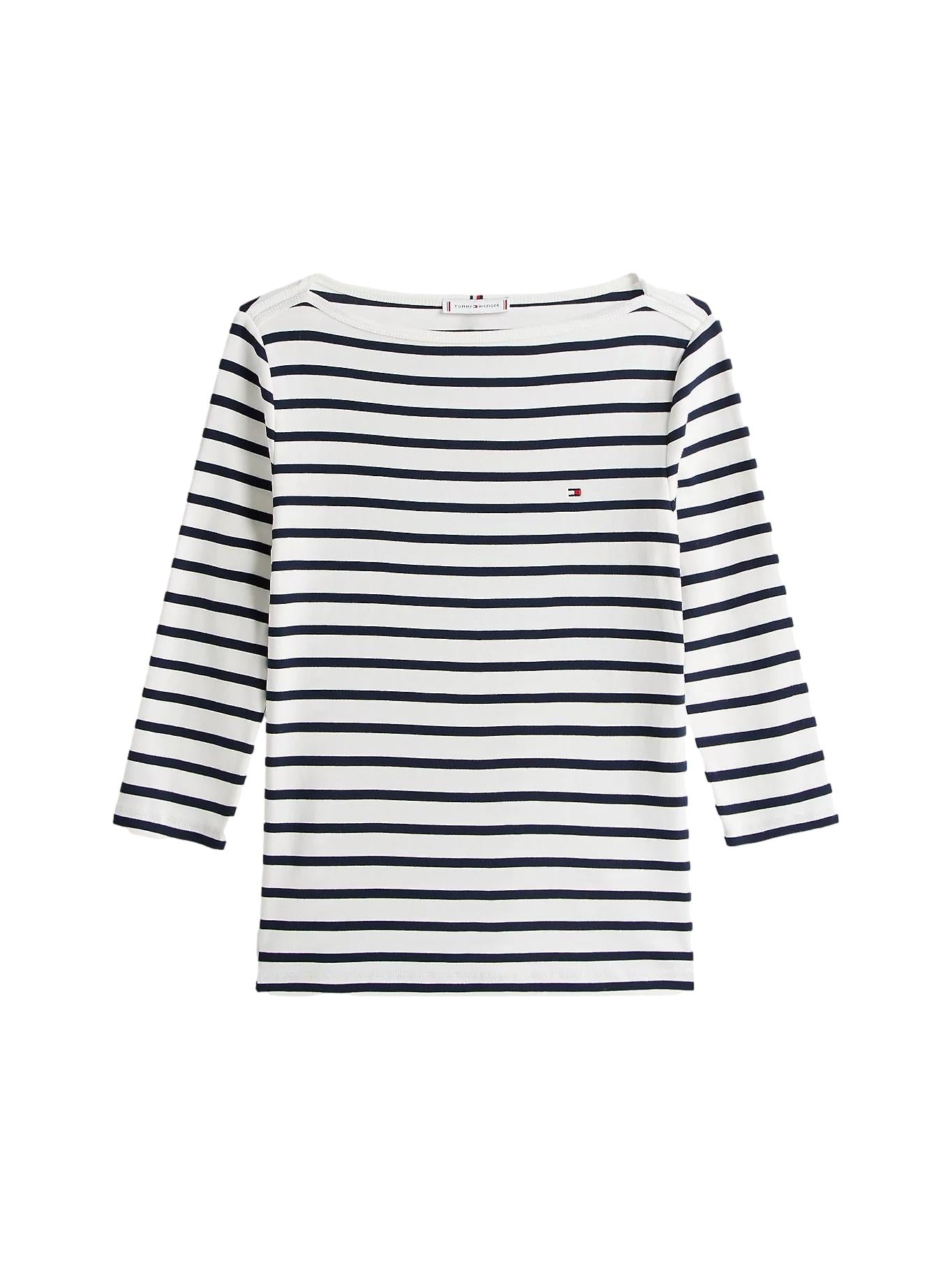 Tommy Hilfiger Boat Neck Slim Fit T-Shirt Genser Hvit - chrismoa.no