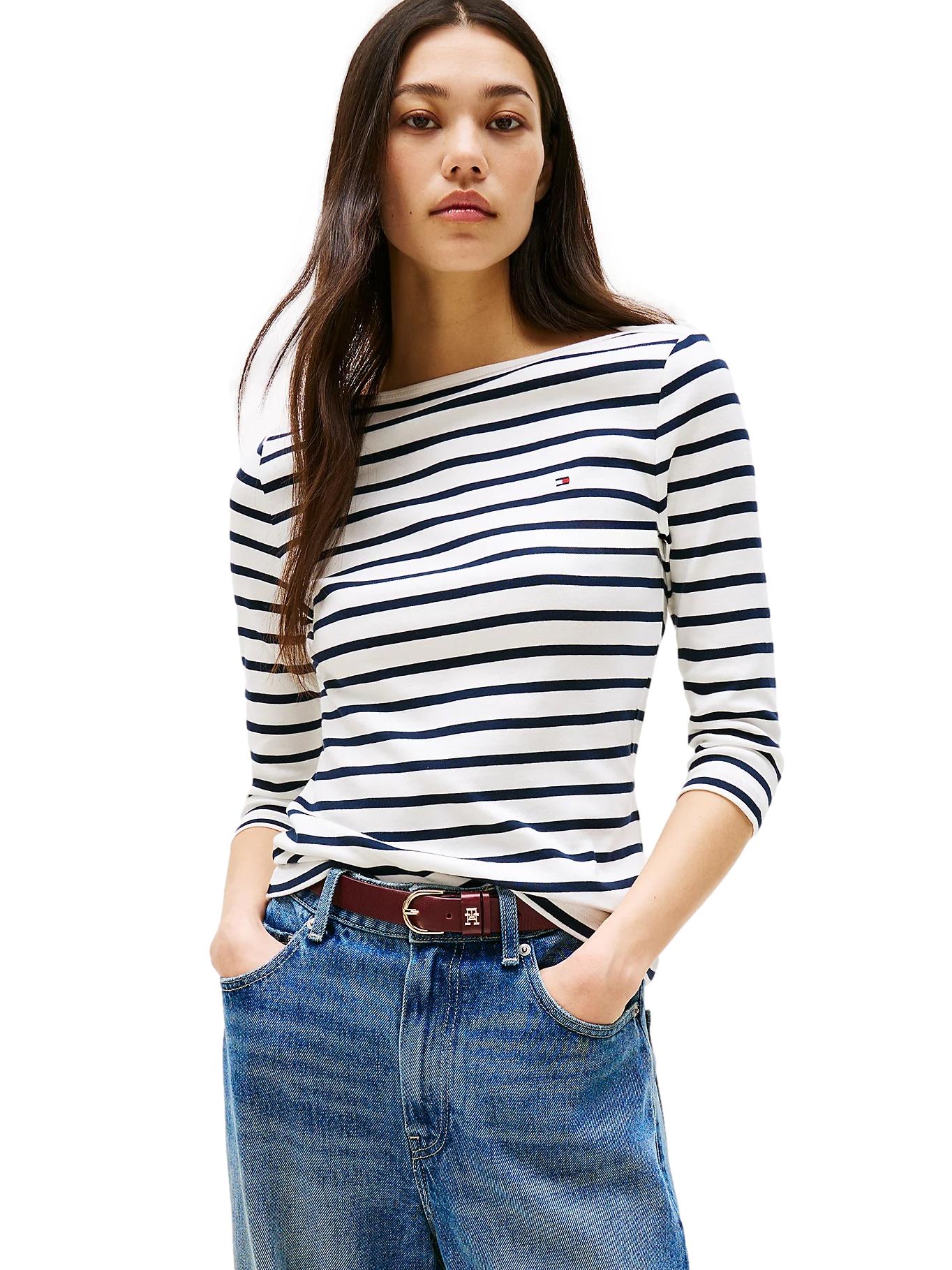 Tommy Hilfiger Boat Neck Slim Fit T-Shirt Genser Hvit - chrismoa.no