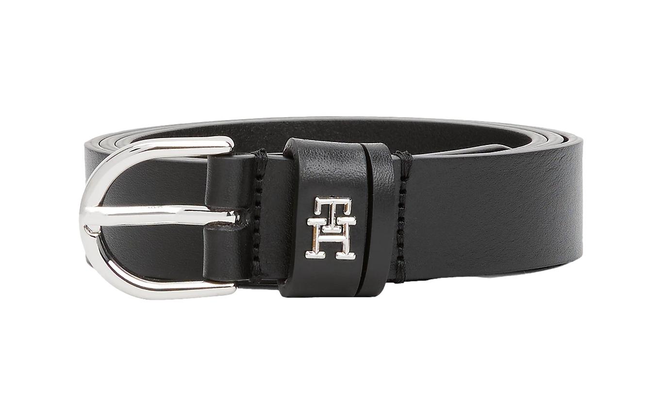 Tommy Hilfiger Essential TH Monogram Leather Belt Belte Sort - chrismoa.no