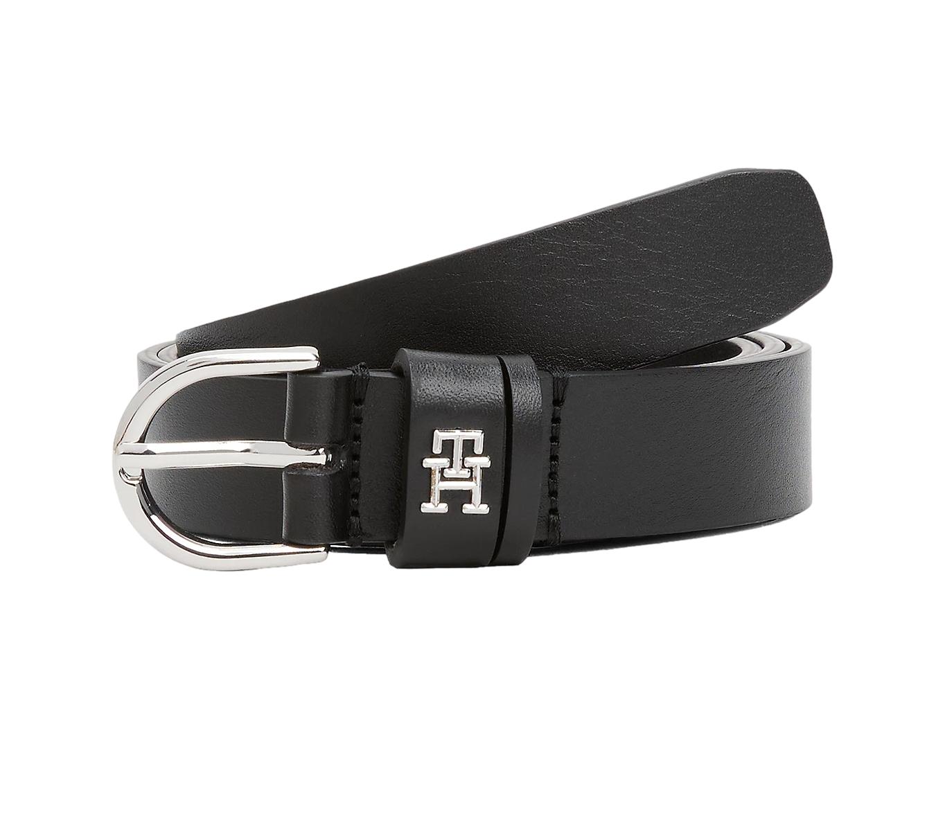 Tommy Hilfiger Essential TH Monogram Leather Belt Belte Sort - chrismoa.no