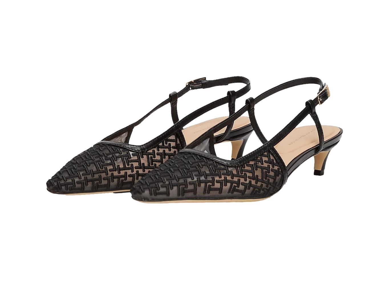Tommy Hilfiger Mono Squared Toe Kitten Slingb Sko Sort - chrismoa.no