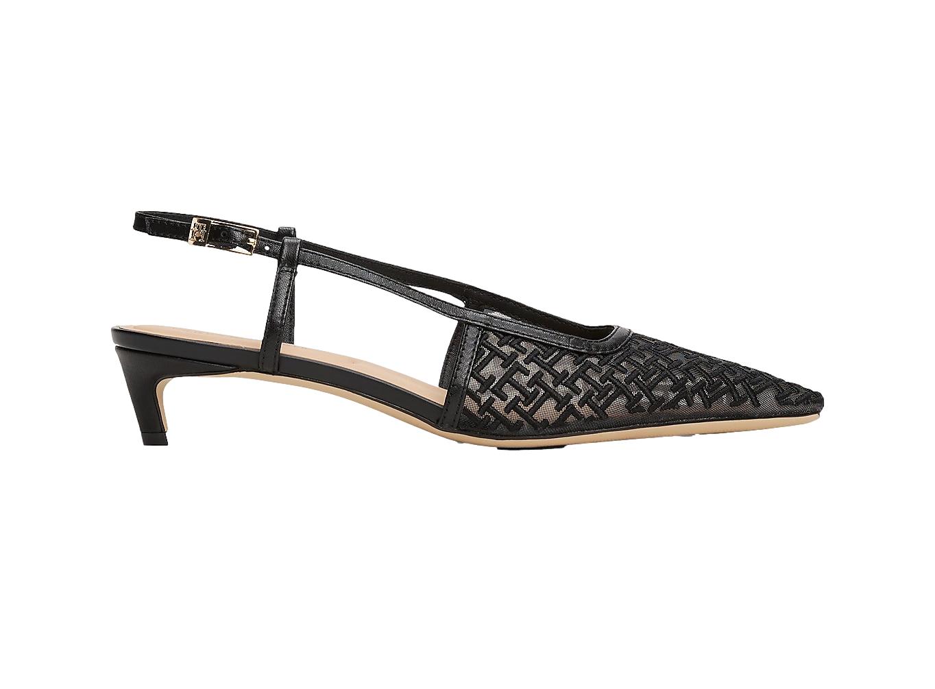 Tommy Hilfiger Mono Squared Toe Kitten Slingb Sko Sort - chrismoa.no