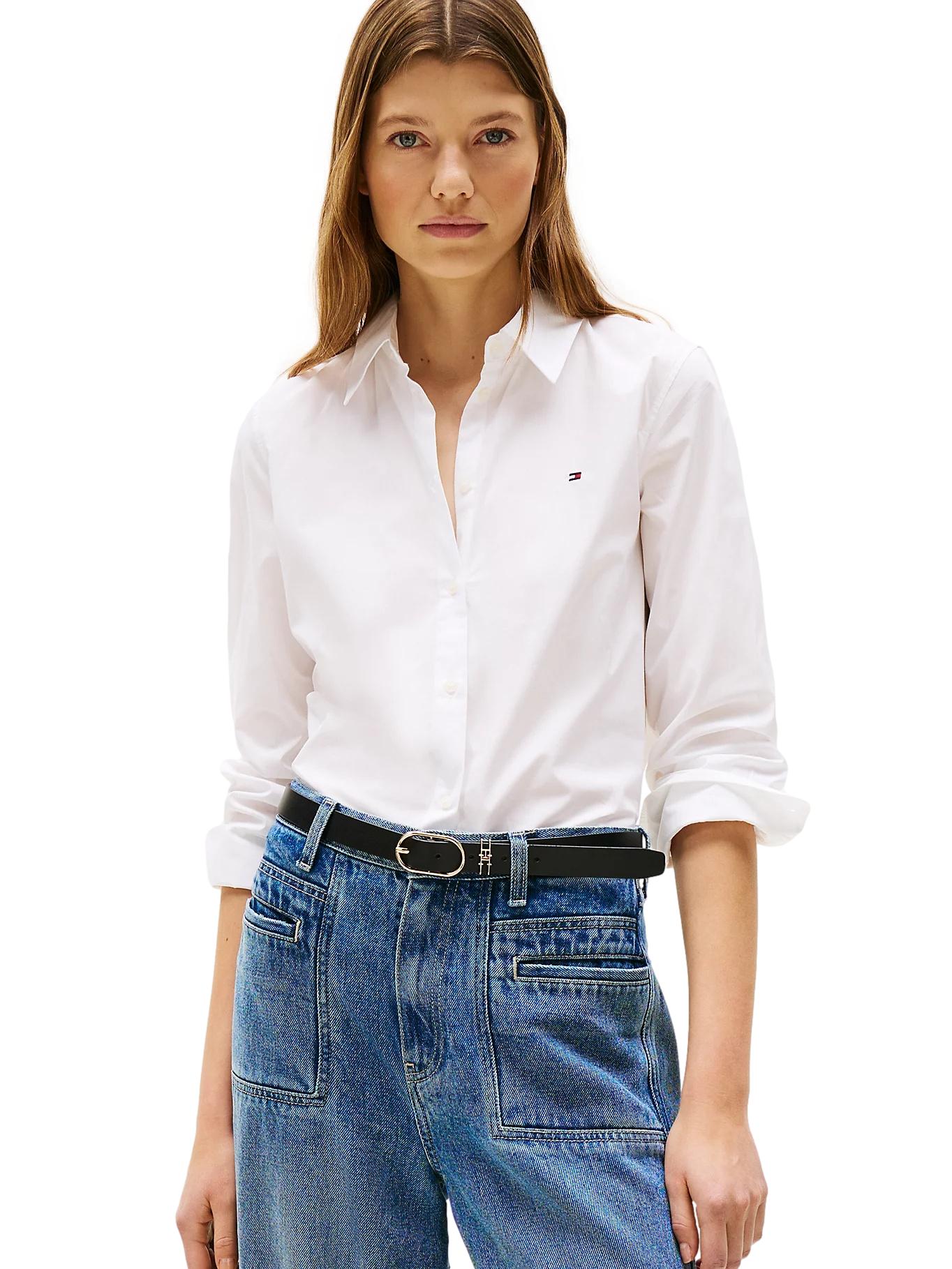 Tommy Hilfiger Nos Stretch Regular Ls Shirt Skjorte Hvit - chrismoa.no