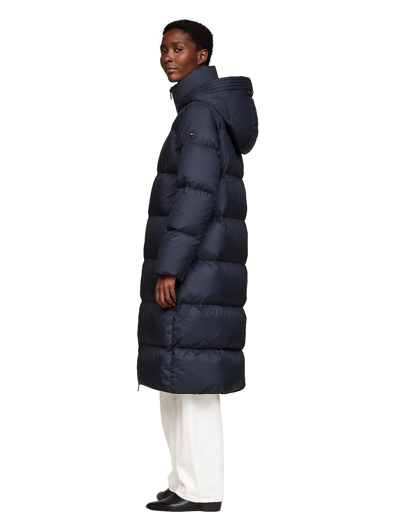 Tommy Hilfiger Water Repellent Down Longline Coat Jakke Marine - chrismoa.no