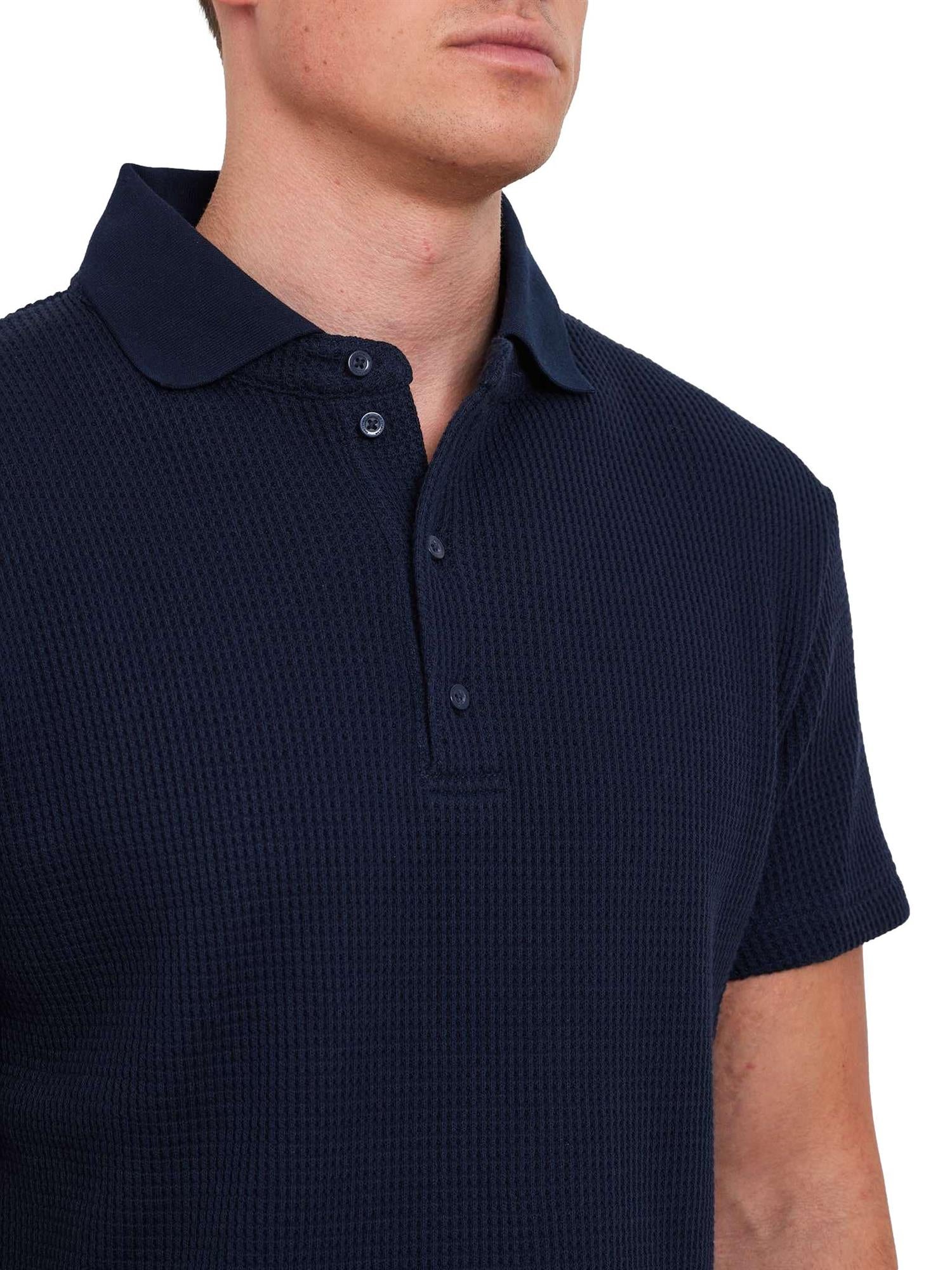 We Norwegians Waffle Polo Men T-Shirt Marine - chrismoa.no