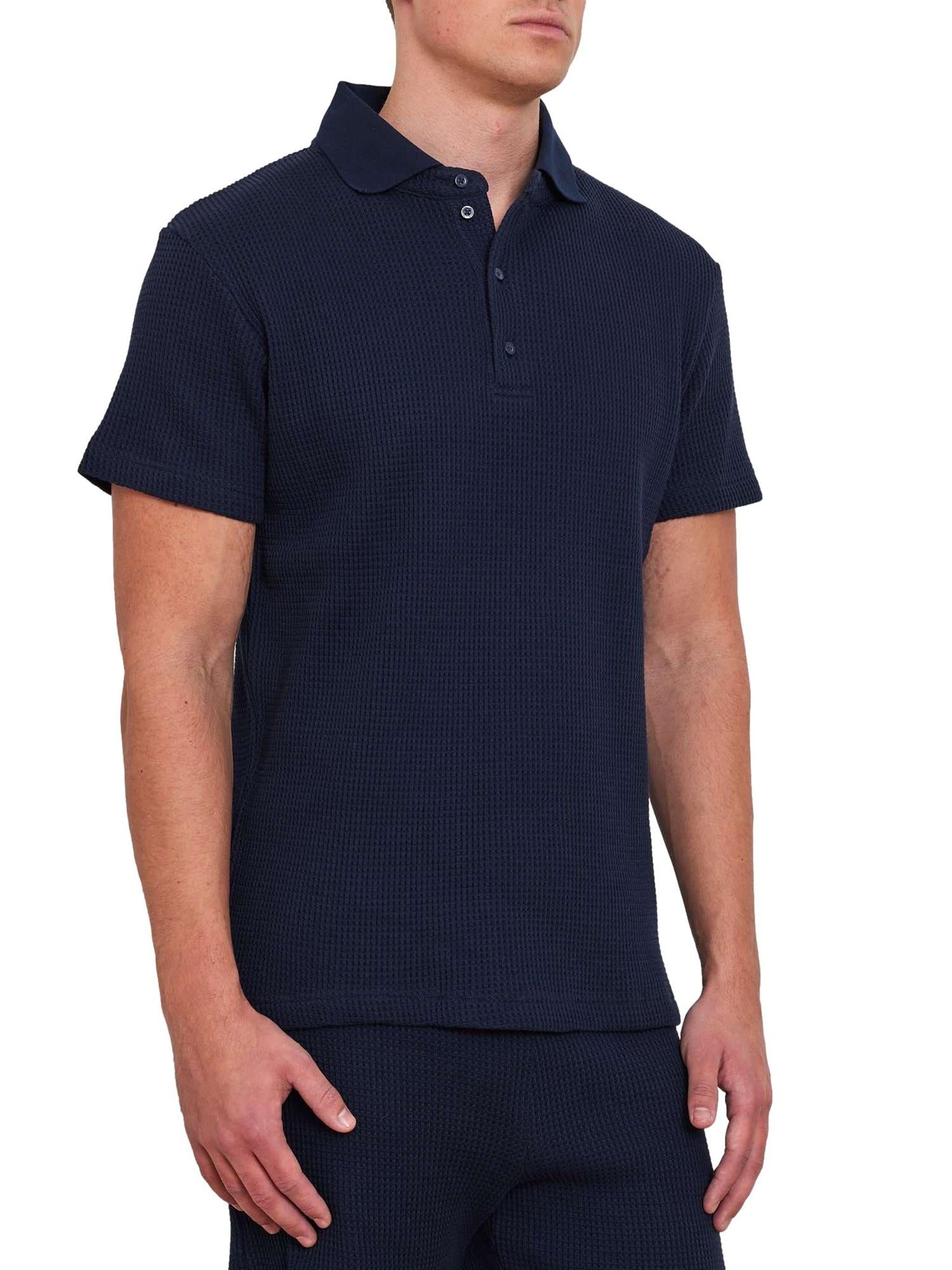 We Norwegians Waffle Polo Men T-Shirt Marine - chrismoa.no