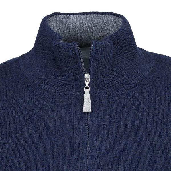 Gran Sasso Cashmere Blend Mock Zip Genser Marine - chrismoa.no