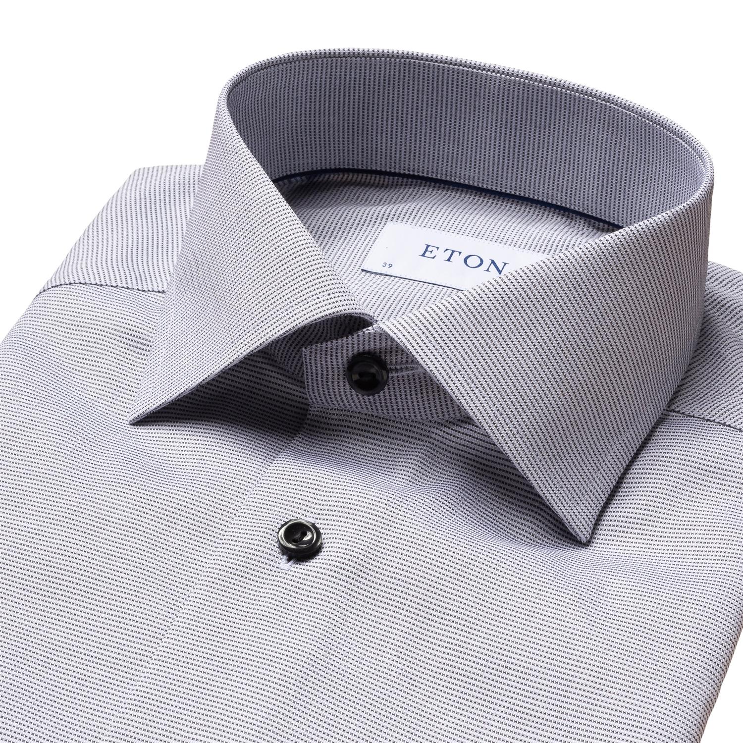 Eton Slim Grey Twill Shirt Skjorte Grå - chrismoa.no