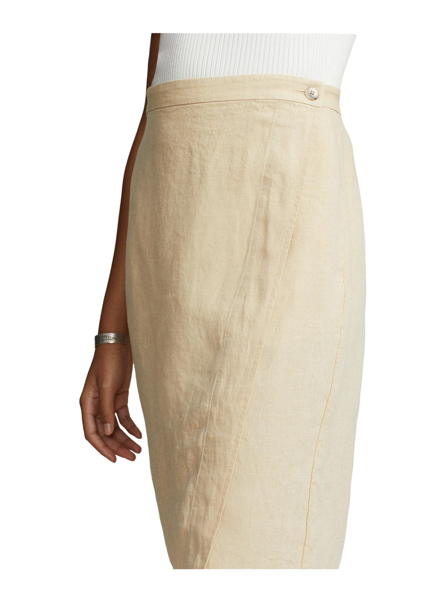 Polo Ralph Lauren Linen Wrap Skirt Skjørt Beige - chrismoa.no