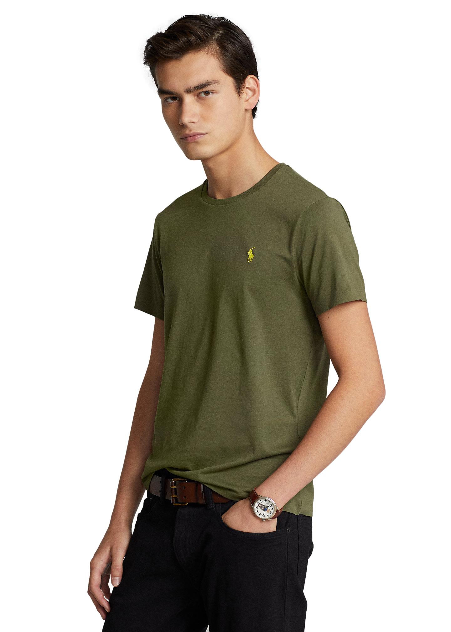 Polo Ralph Lauren Custom Slim Fit Jersey Crewneck T-Shirt T-Shirt Militærgrønn - chrismoa.no