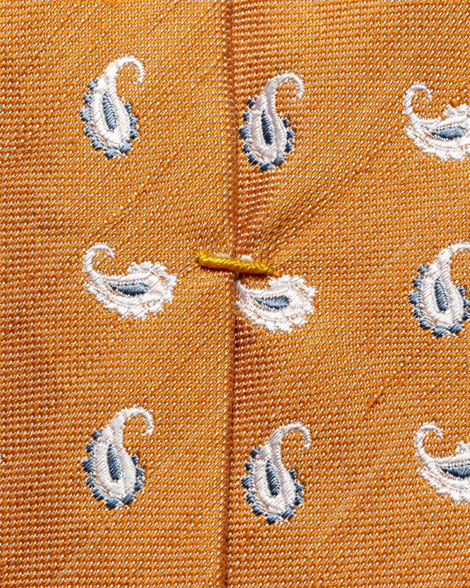 Eton Orange Paisley Silk Linen Tie Slips Oransje - chrismoa.no