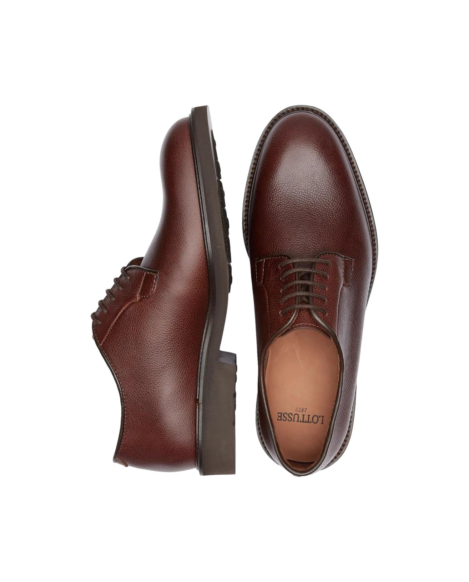 Lottusse Baltimore Mocha Embossy Grain Calf Derby Sko Brun - chrismoa.no