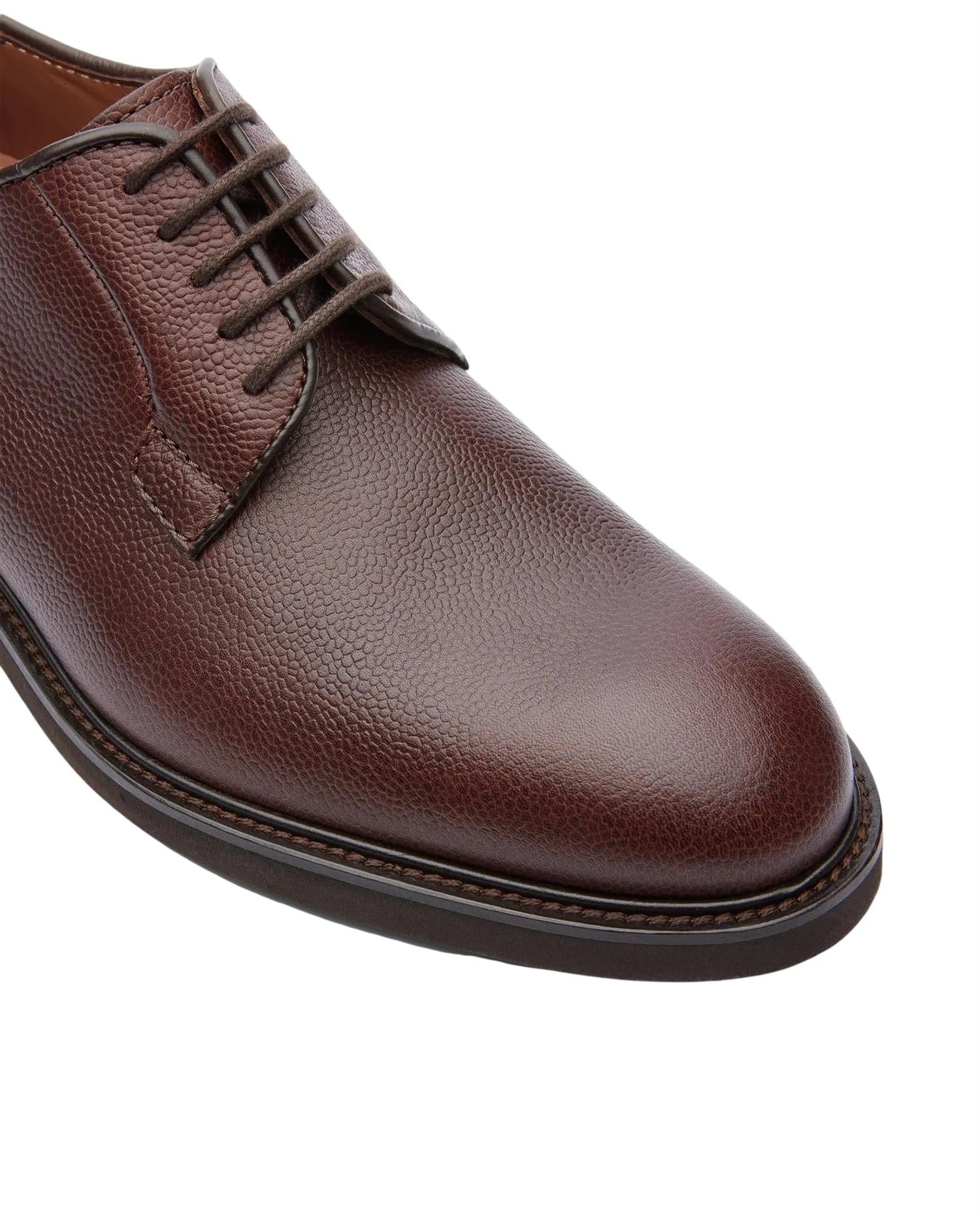 Lottusse Baltimore Mocha Embossy Grain Calf Derby Sko Brun - chrismoa.no